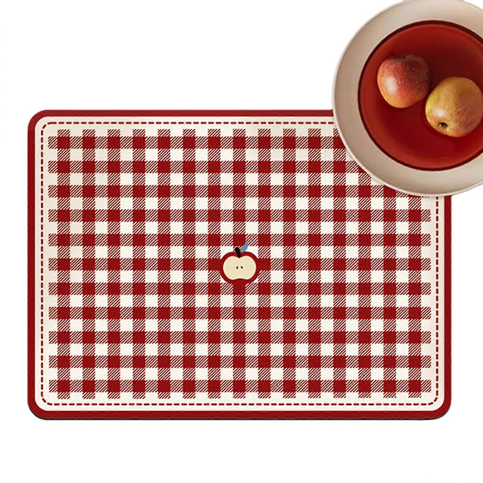 Super Absorbent Dish Drying Mat Nonslip Backing Cartoon Print Kitchen Counter Mat For Sink Drainage And Utensils Storage Multicolor