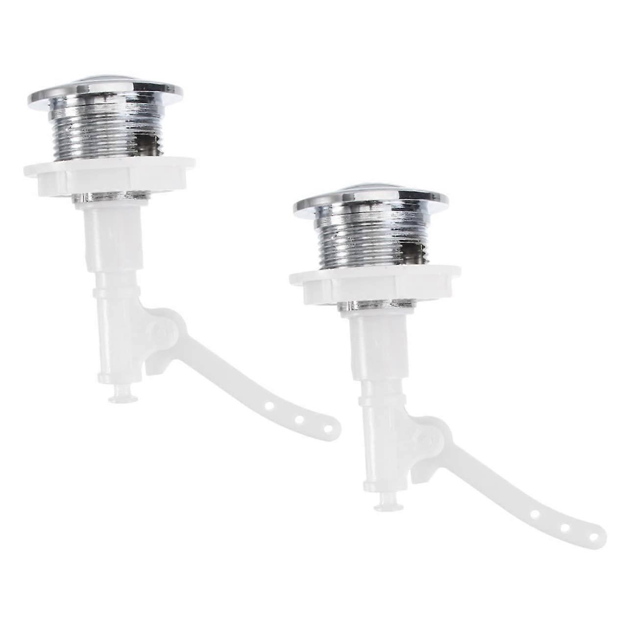 2 Pack Toilet Flush Push Button Kit with Sturdy Rod for Bathroom Cistern Tank Replacement