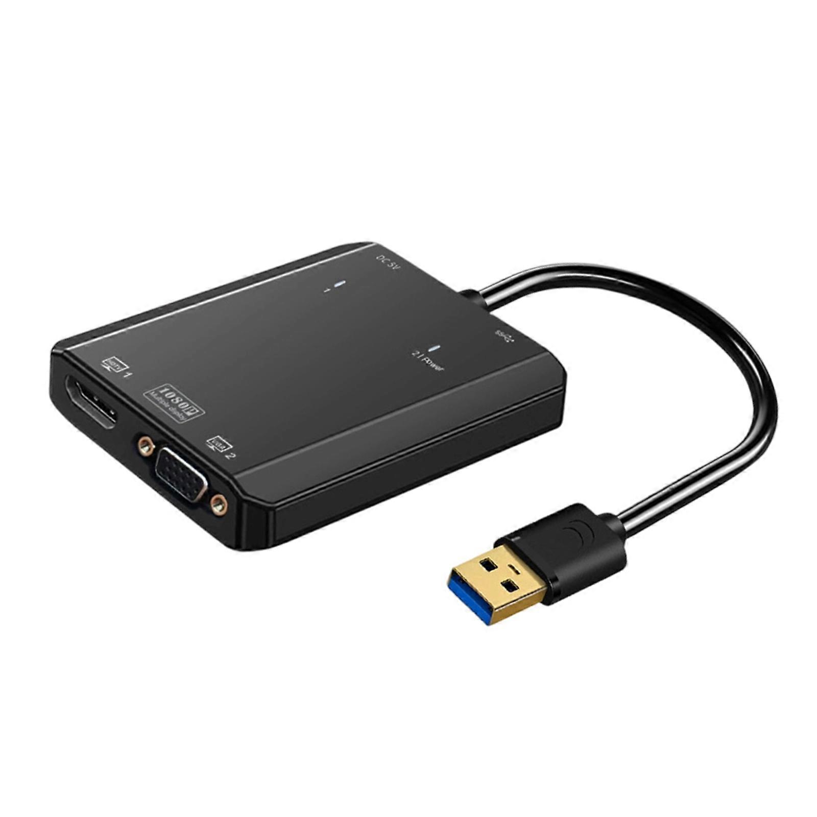 USB 3.0 To HDTV VGA Adapter Converter Double Monitor 1080P Wide Platforms Compatibility Multicolor