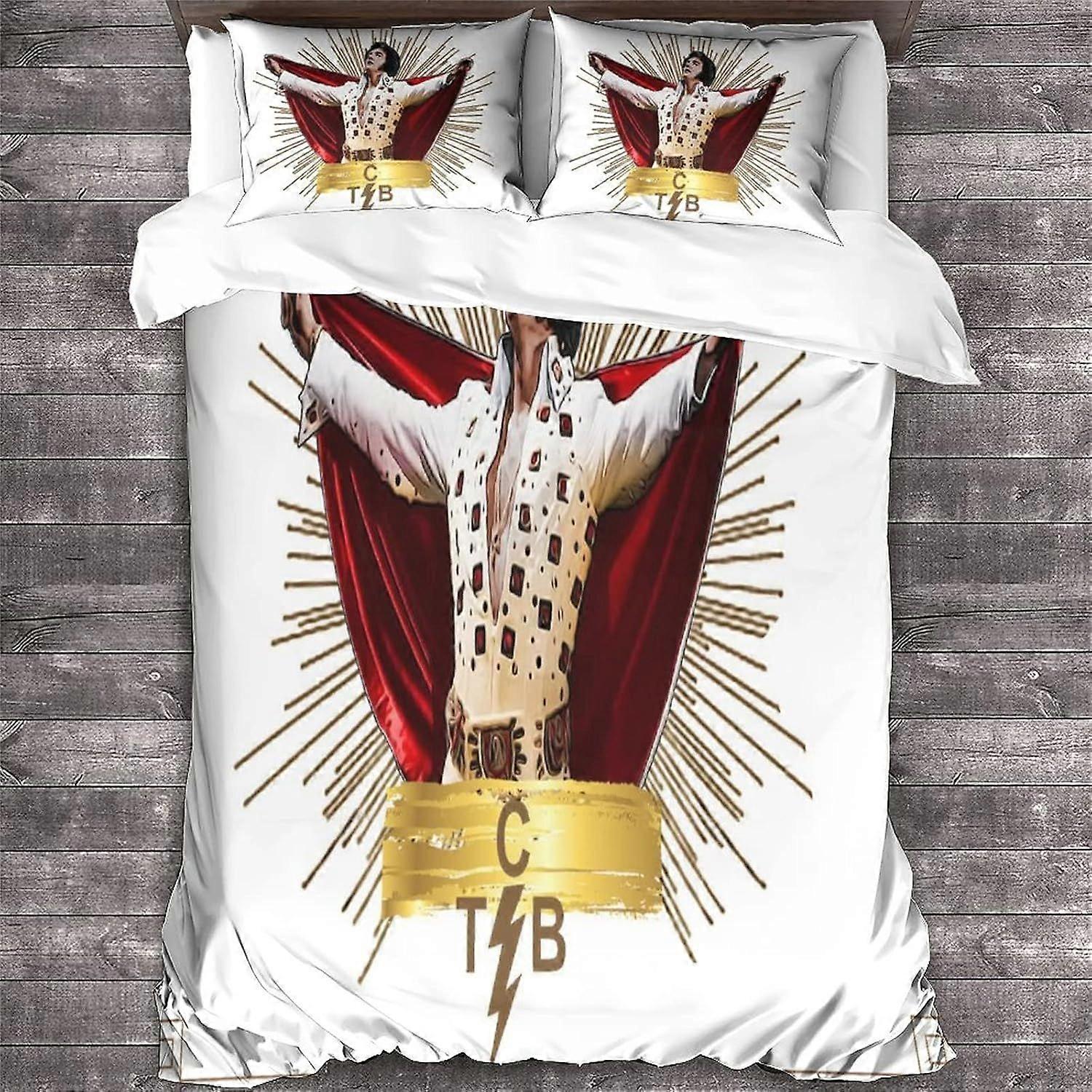 Capa de edredom impresso em 3D do cantor Elvis Presley com fronhas Rock 'n' Roll Roupa de cama com fechamento com zíper Soft Microfiber Quilt Cover Set King