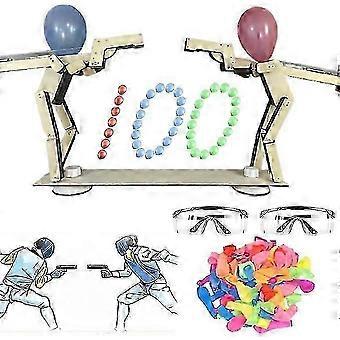 Headshot WoodBots - Handmade Wooden Balloon Battle Game, 2-Player Strategy Board Game, Bamboo Puppet Shooting Fun for Parties (2025 New)