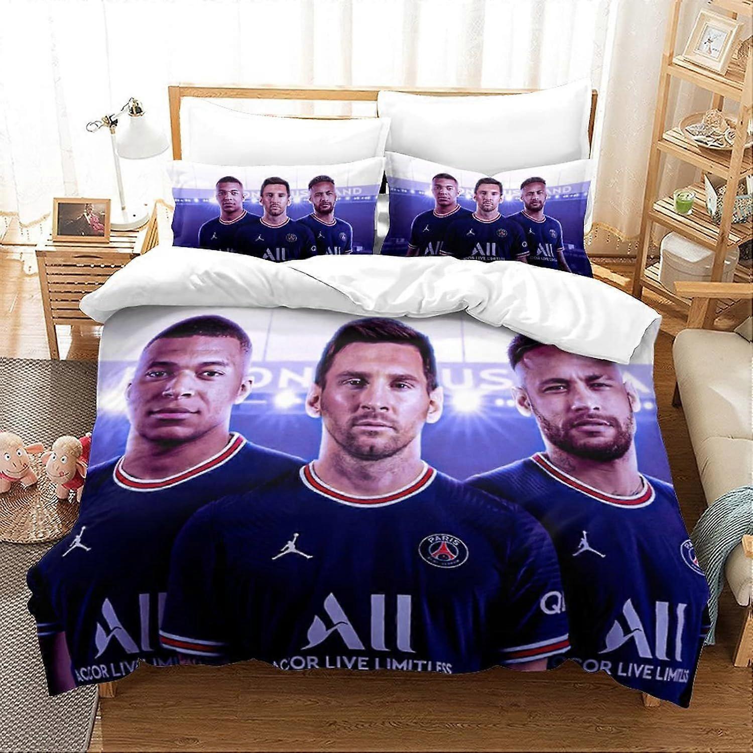 ميسي أنيمي غطاء لحاف مجموعات فراش الأطفال خفيف الوزن ناعم وتنفس 3D الطباعة غطاء لحاف خفيف الوزن مع غطاء وسادة للأطفال والمراهقين والبالغين F