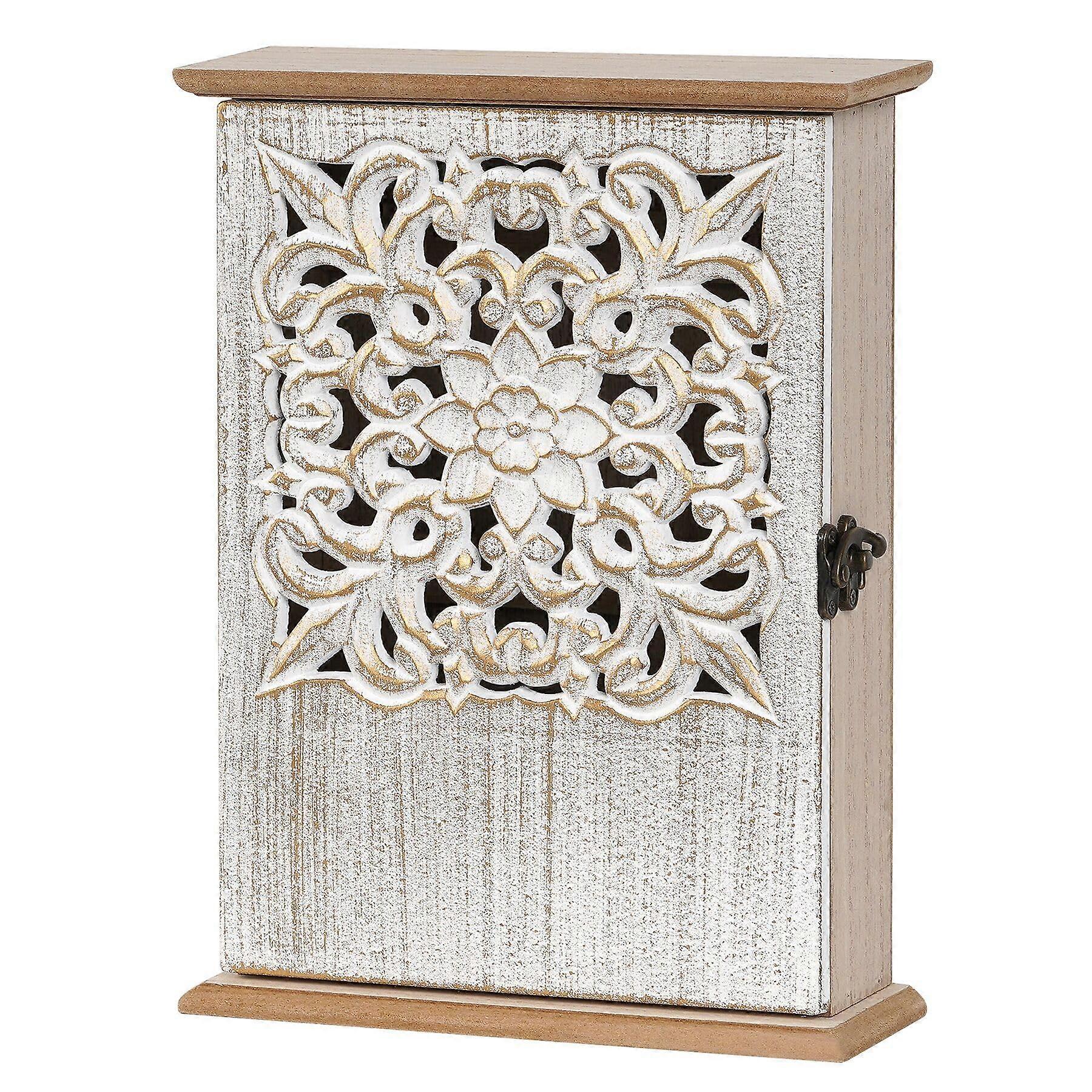 Wall Mounted Wooden Key Holder with 6 Hooks, Rustic Key Rack for Home Office Entryway Decor