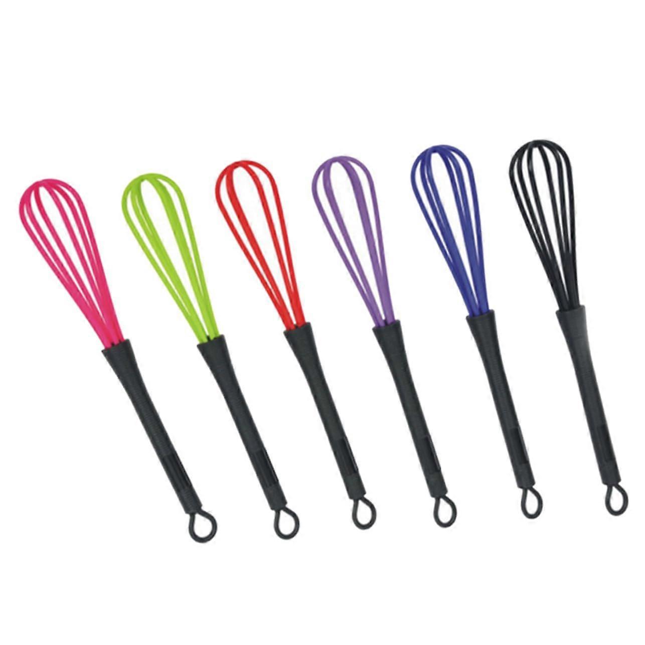 6PCS Plastic Balloon Whisk Set with Hook Handle for Baking Cooking and Hair Dye Mixing Random Color