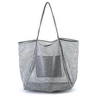 Damen-Mesh-Strandtasche mit hohem Fassungsvermögen zum Einkaufen, Picknicken, Schwimmen, langlebig und leicht