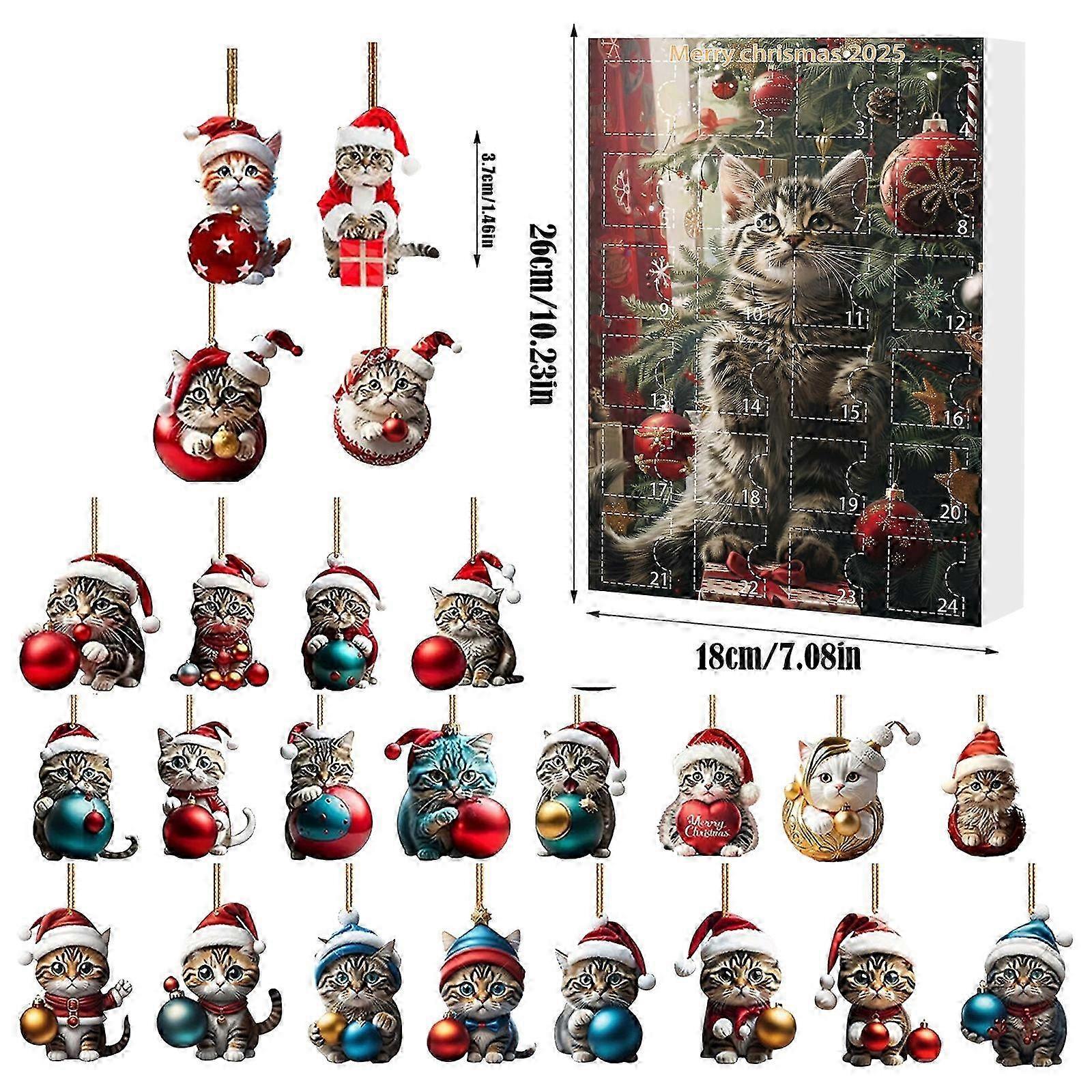 Ημερολόγιο Γάτας για τα Χριστούγεννα - Αντίστροφη Μέτρηση 24 Ημερών με Επίπεδα Μενταγιόν