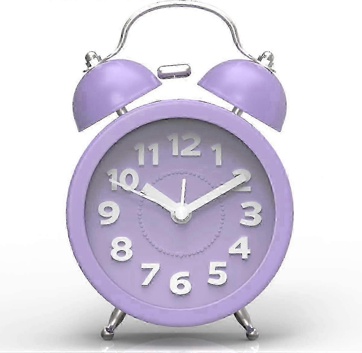 m Loud Alarm Clock for Heavy Sleeper, Small Twin Bell Alarm Clock,Simple Retro Clock for Bedside, Battary Powered (Purple) SZRG A-S -521