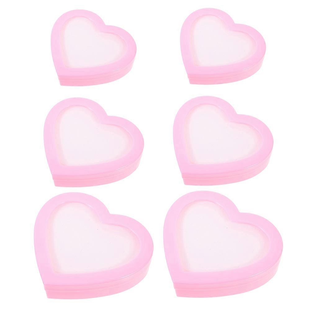 Heart Shaped Children Ring Box for Storage 6Pcs Plastic Ring Boxes