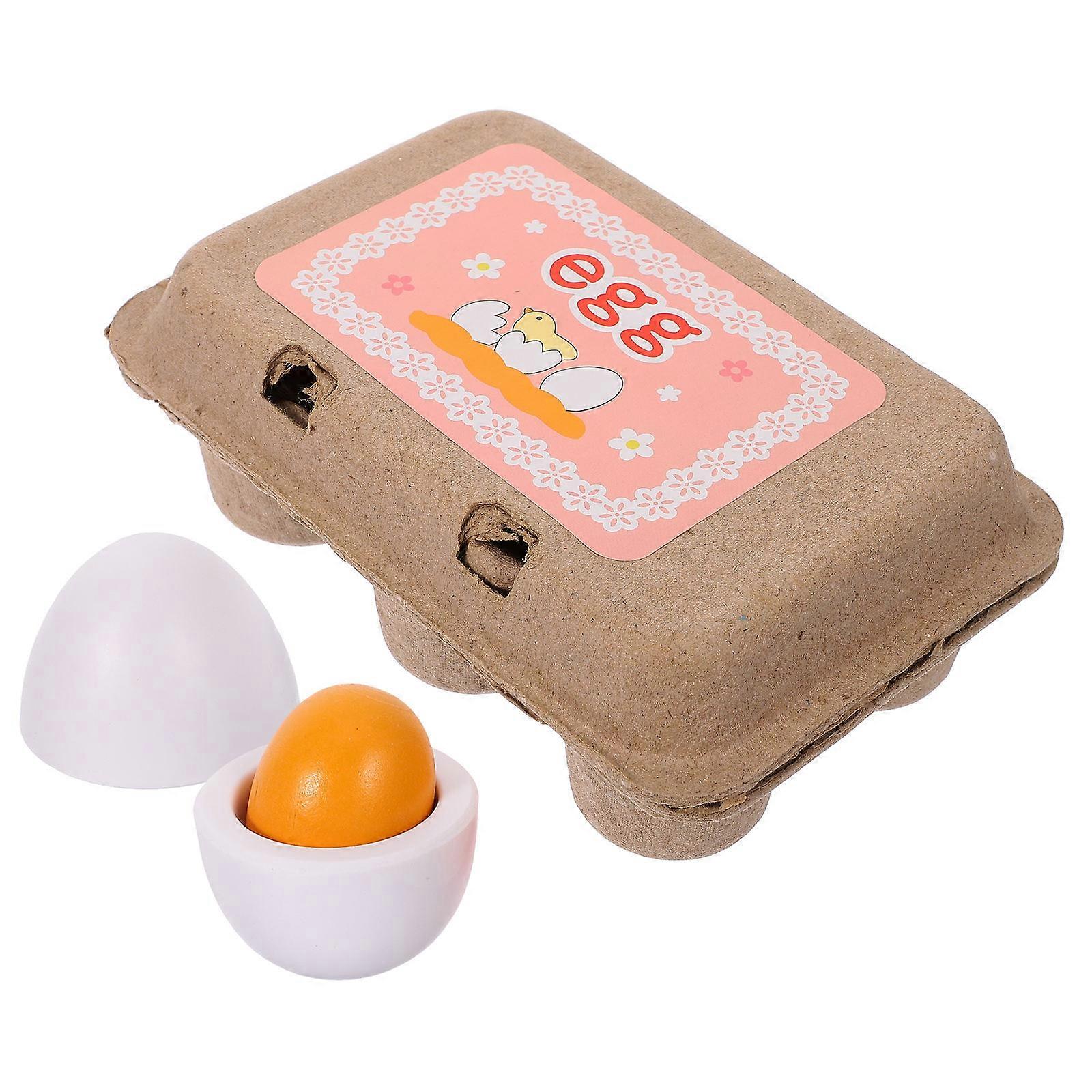 Assorted Color Fake Egg Toy Set for Kids Miniature Eggs in Egg Carton Pine Material 10 Count