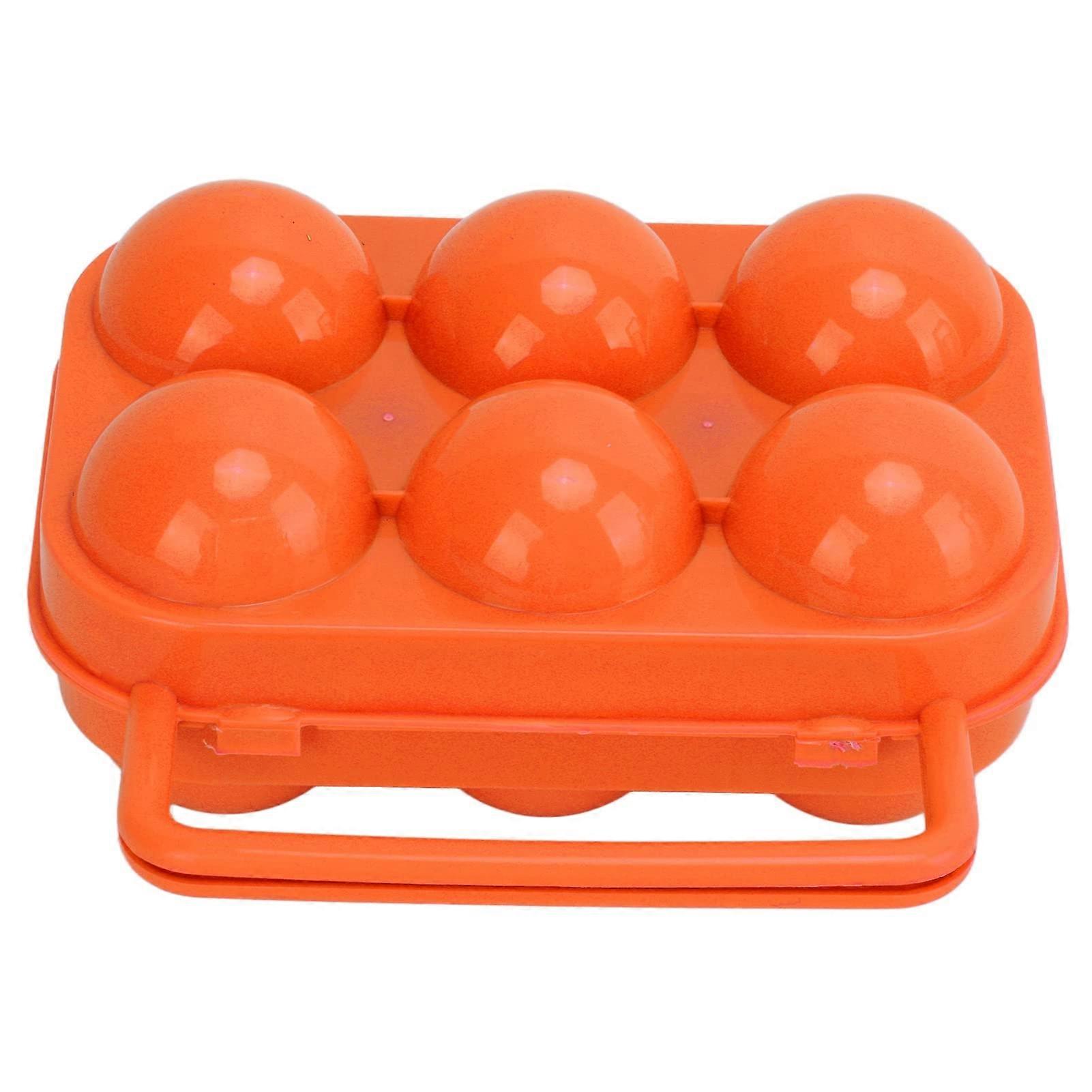 6 Container Egg Portable Egg Storage Carrier Case ABS 6 Grid Egg Box For Outdoor Indoor Use Orange