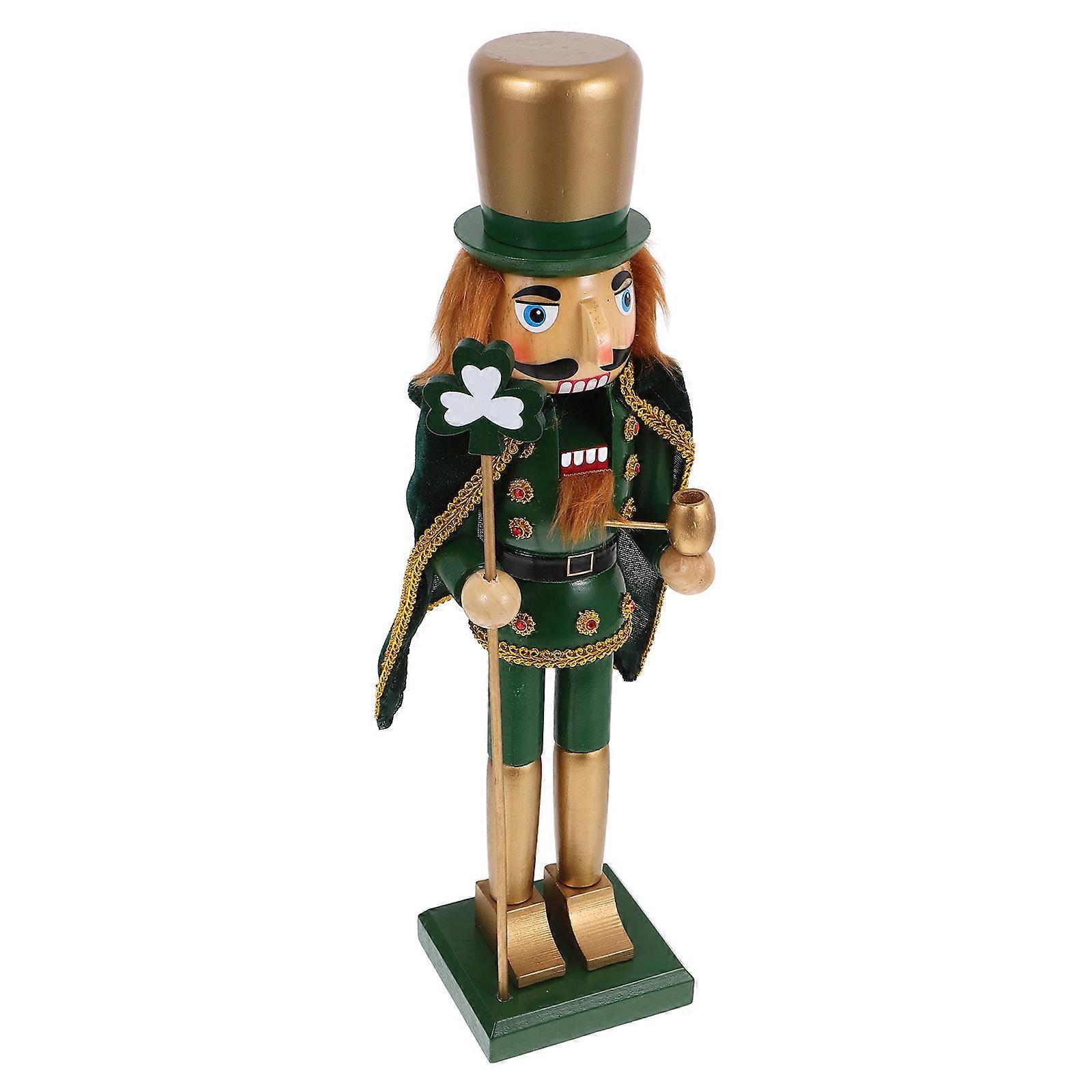 Wooden Nutcracker Christmas Decor for Tabletop Display Green