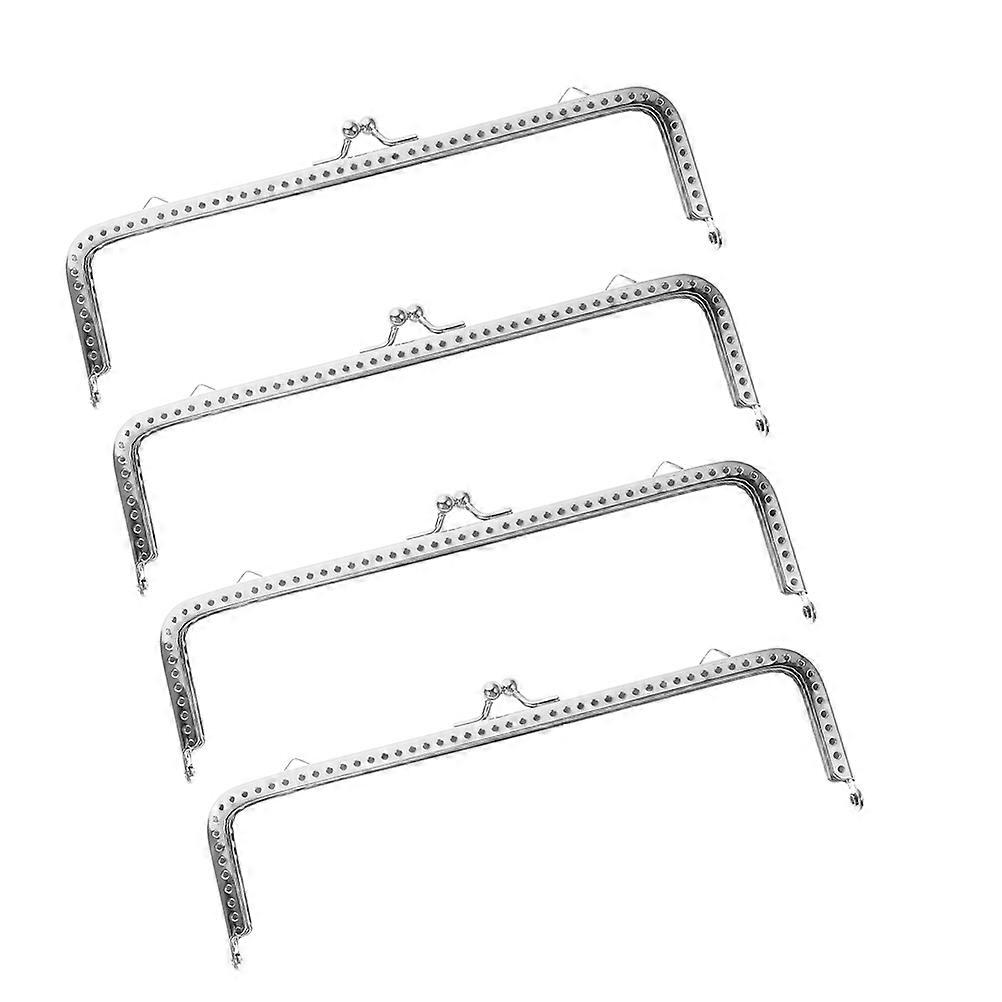 Silver Iron Clutch Purse Frame with Square Clasp Lock for 4Pcs Use