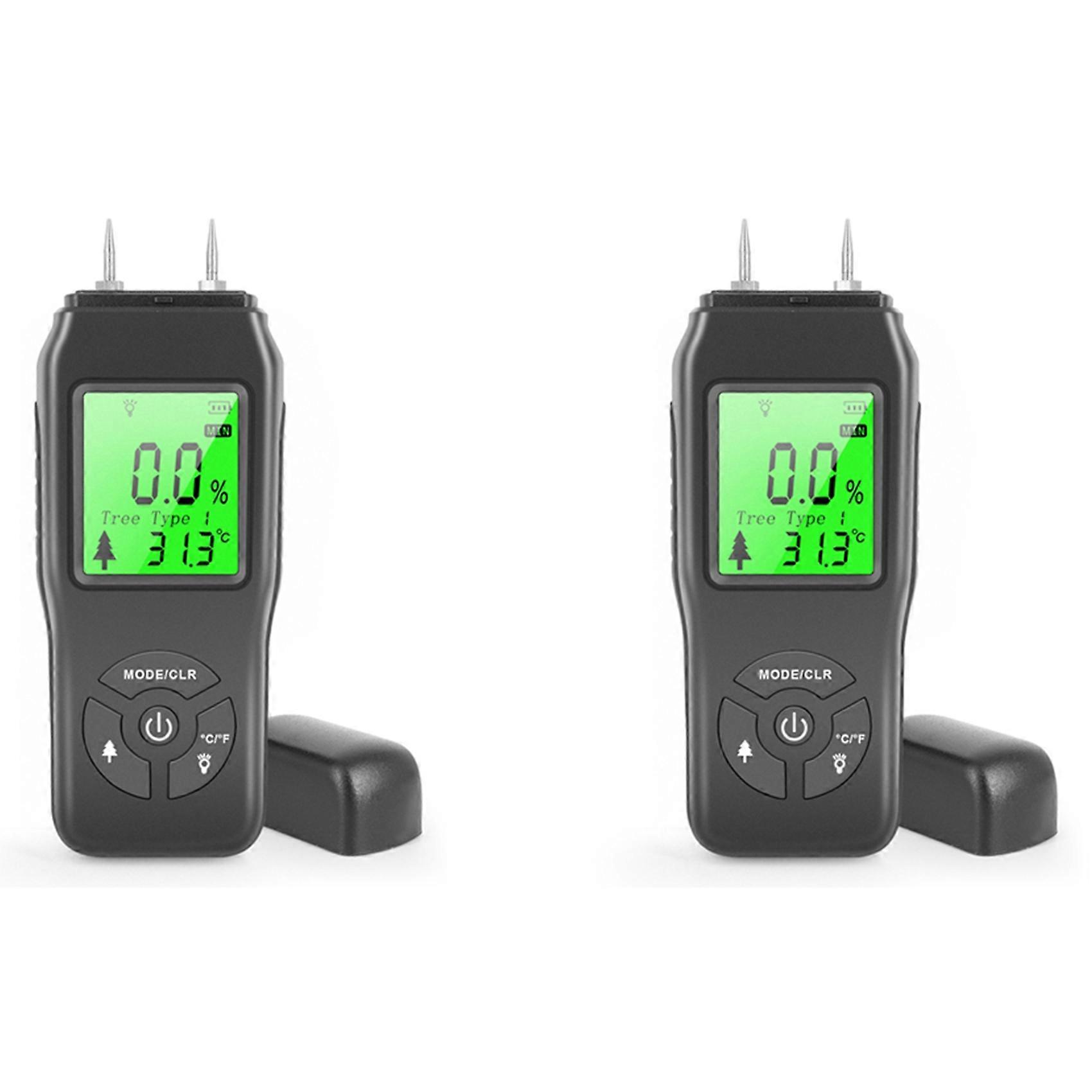 2X Digital Moisture Meter, Water Leak Detector, Moisture Tester, Pin Type, Backlit LCD Display,Wood Humidity Tester