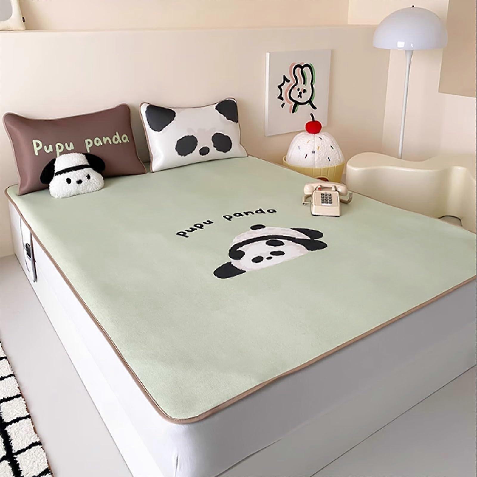 Cooling Bed Mat with 5D Mesh, Breathable Summer Mattress Pad with Cartoon Prints, Green King 180x200cm