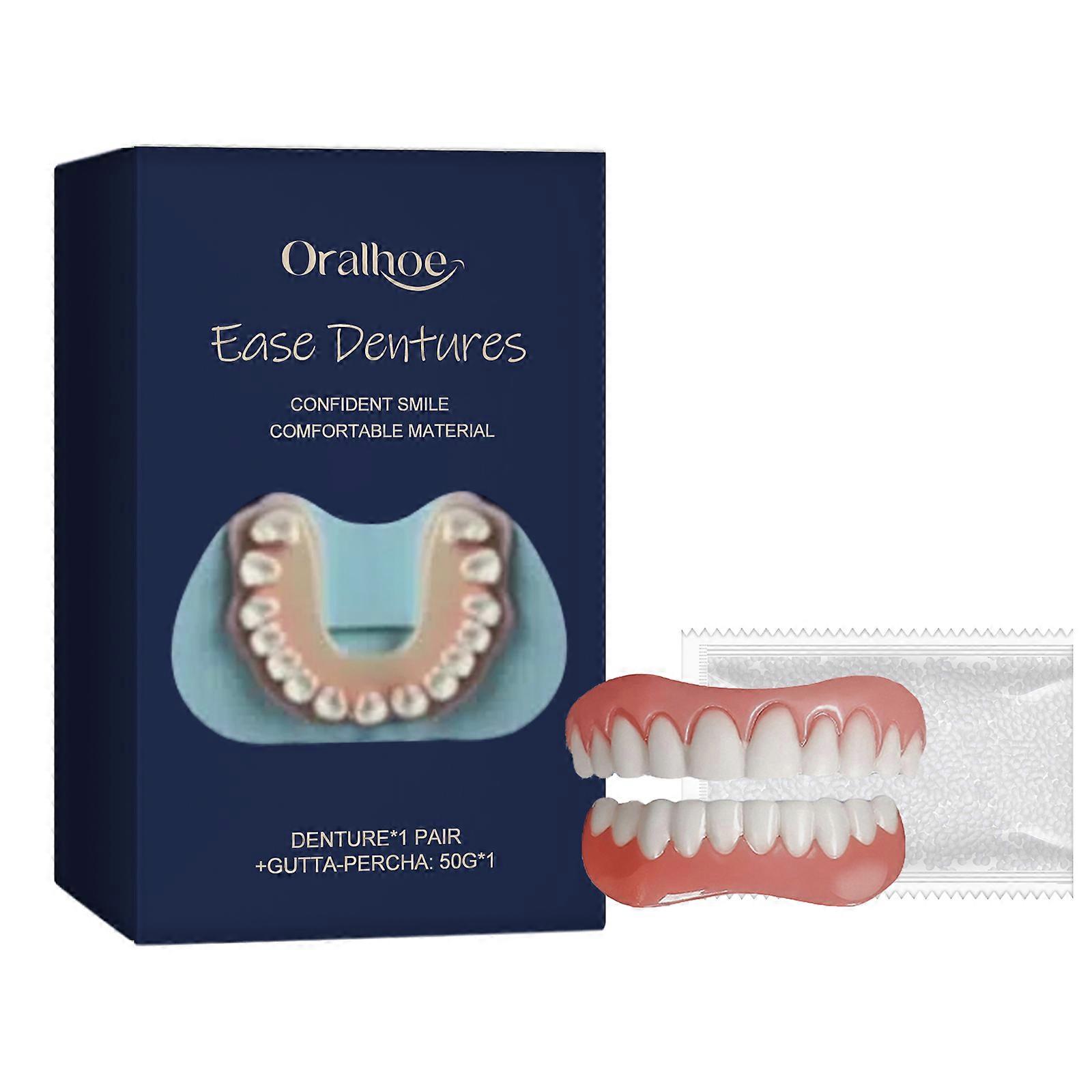 Denture restoration kit for cosmetic dentistry enhances smile aesthetics. Comfortable denture kit.