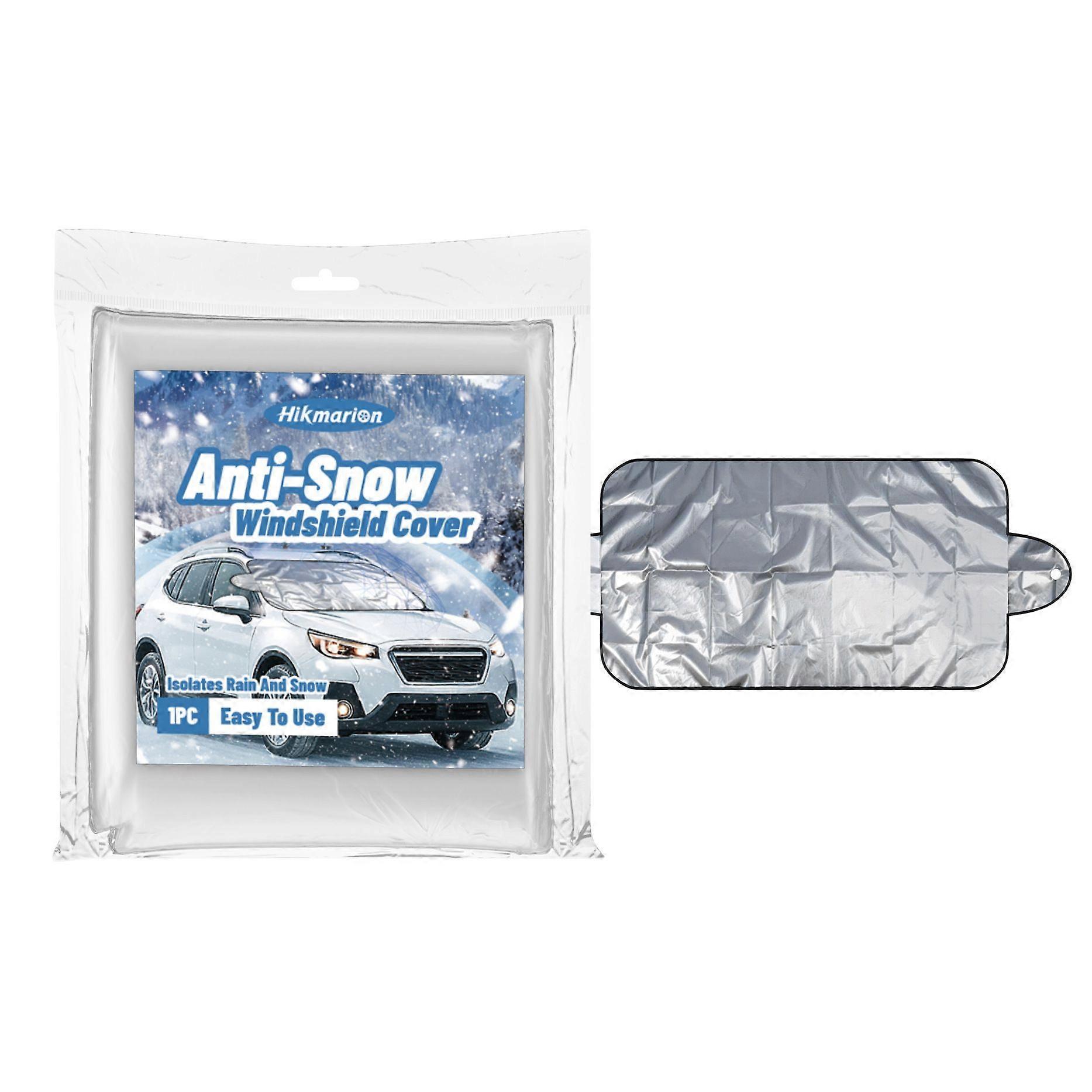 Winter Car Snow Cover for Windshield & Rearview Mirrors - Silver Coated Fabric, Waterproof Windproof Design | Blocks Snow/Ice/Frost, Easy to Install &