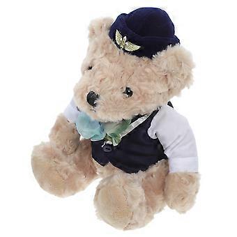 Cute Flight Attendant Bear Plush Doll for Home Decor and Play