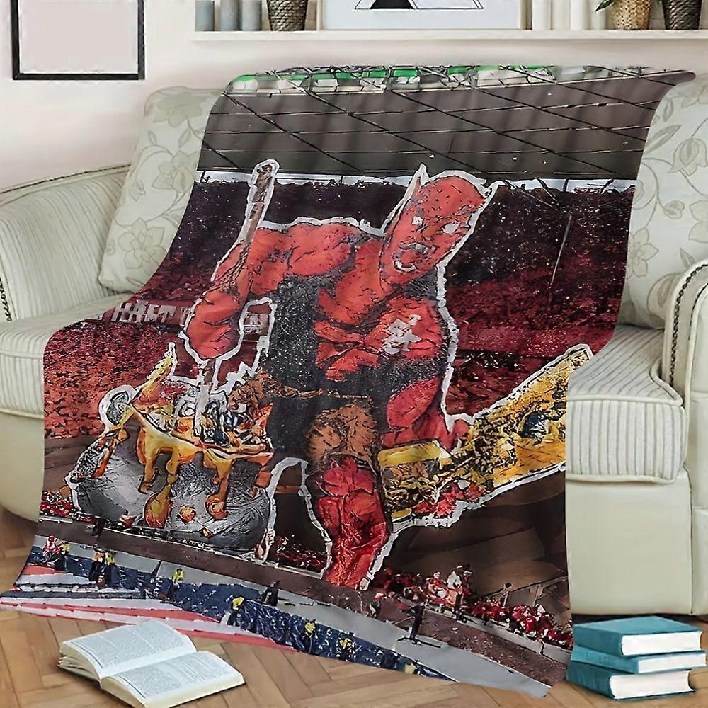 1pc F.C. Kaiserslautern Tifo Flannel Throw Blanket - Vibrant Red & Black Soccer Stadium Print, Soft Polyester, Machine W-PGAZX7