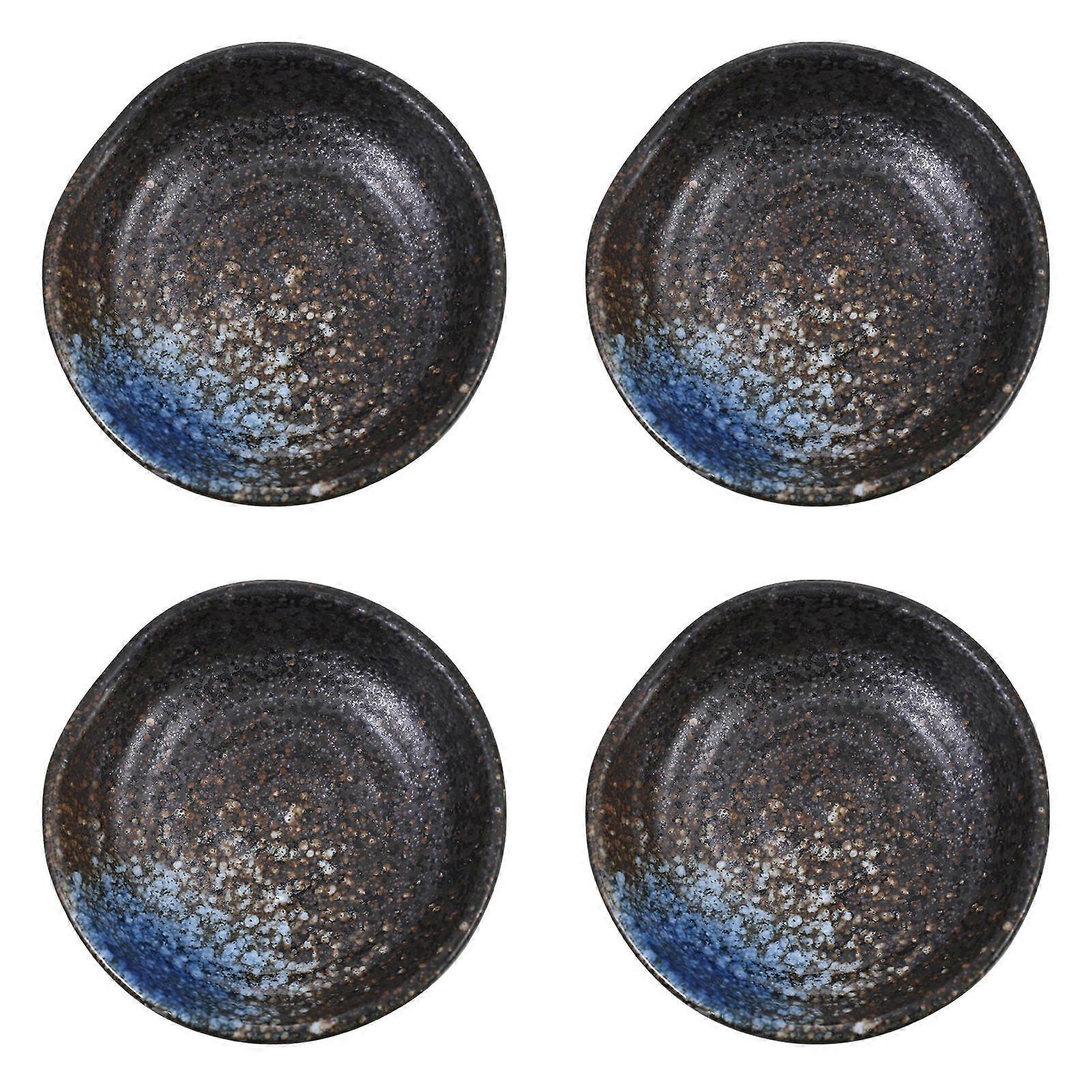 12Pcs Black Ceramic Creative Sauce Dishes for Kitchen Use Round Set