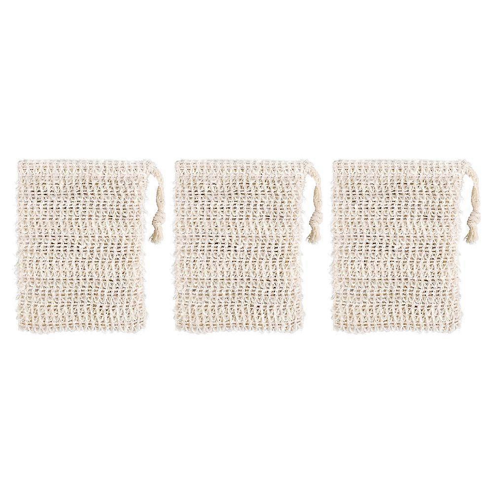 3pcs Drawstring Soap Saver Bag Light Yellow Mesh Pouch for Shower Foamy Lather and Exfoliation