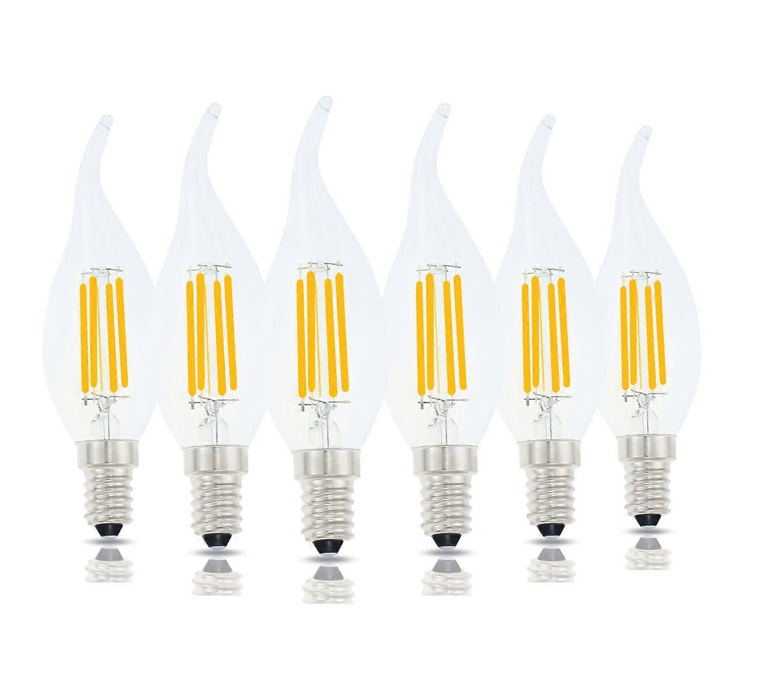 E14 LED Chandelier Light Bulbs Dimmable 4W 40W Equivalent Warm 2700K Vintage Flame Tip 6 Pack