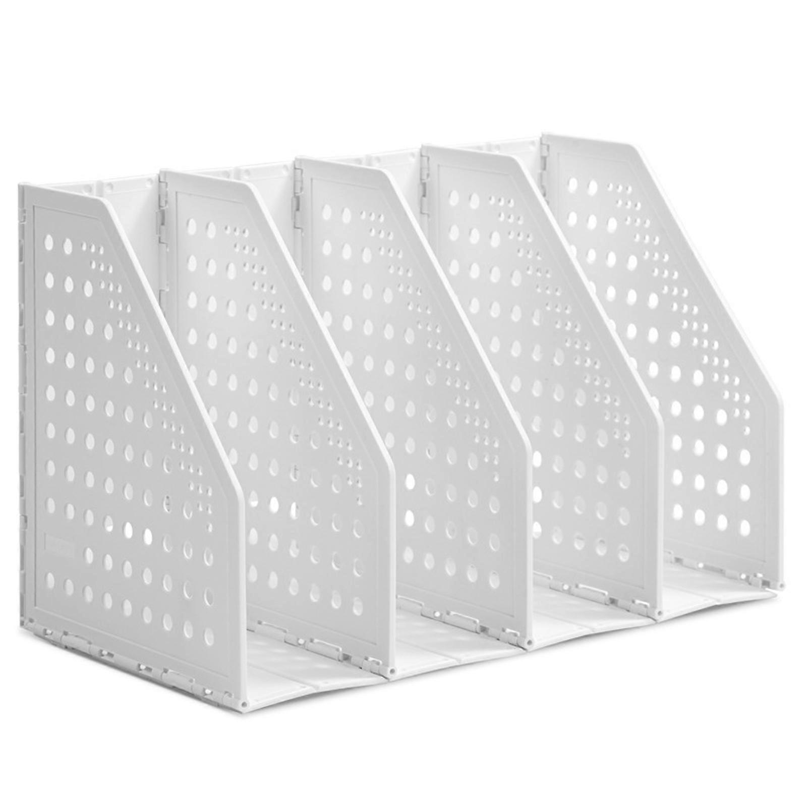 Foldable File Organizers Document Storage Box Durability Plastic Desktop Organizers For Workspaces Efficiency Accessory  White