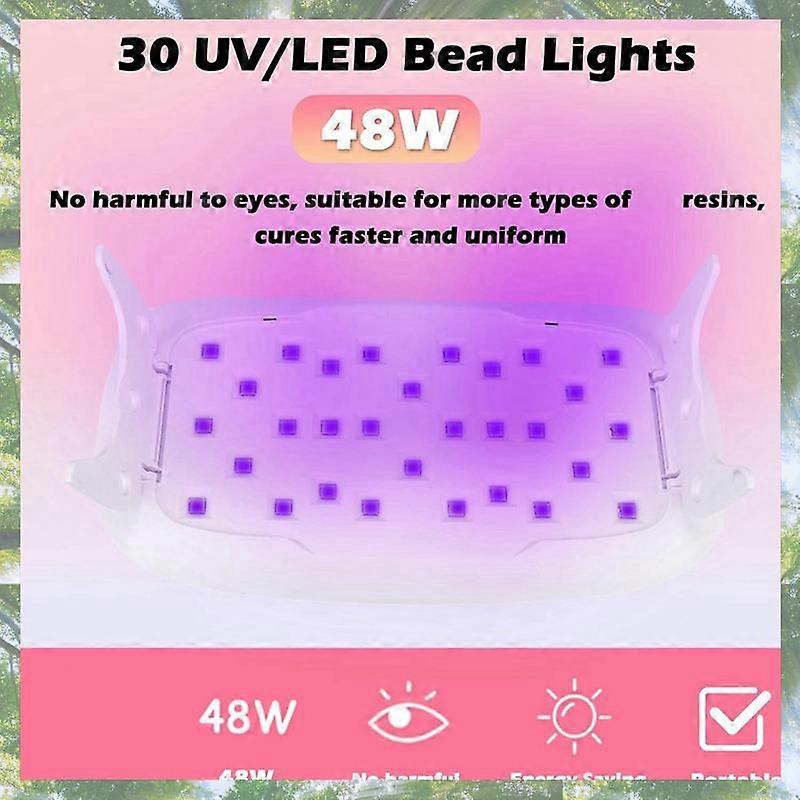Premium-2X Resin UV Lamp, 48W Fast Curing UV/LED Resin Lamp With 30Pcs Dual Lightsource Lamp Beads For UV Resin Kit