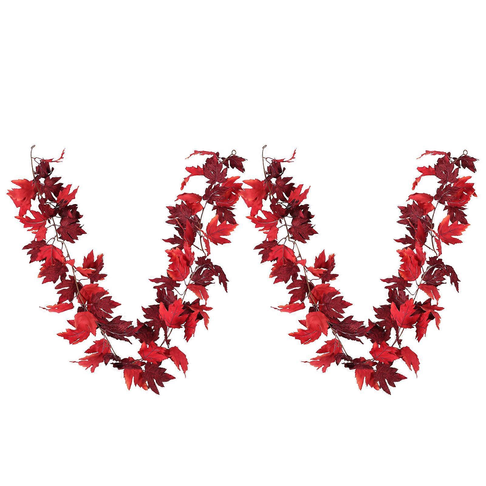 Fake Maple Leaf Artificial Leaf Ornament for Scene 4Pcs Dark Red Decoration