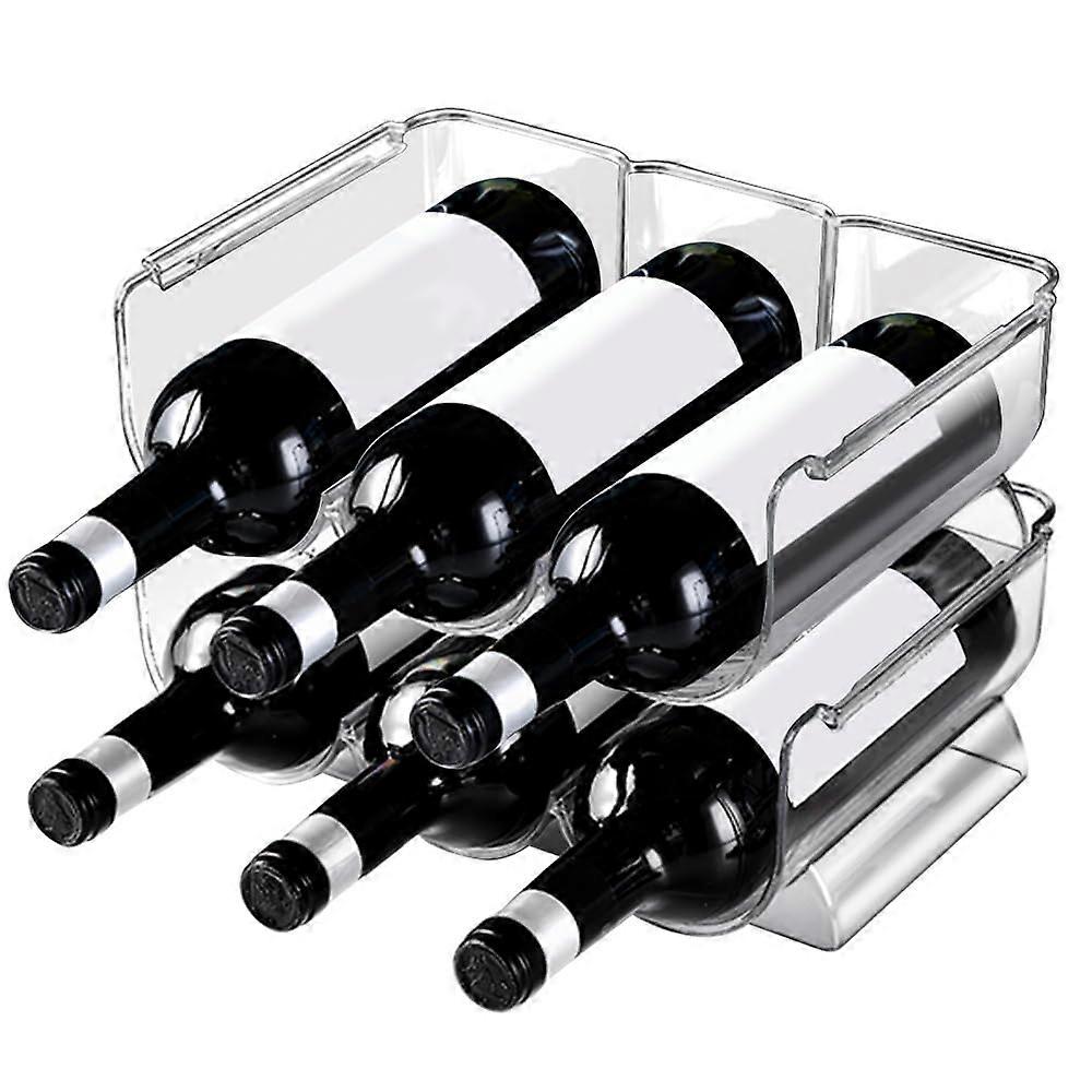 Wine Rack 2 Pack Stackable Wine Bottle Holder for Kitchen Countertop Cabinet Fridge Holds 3 Bottles