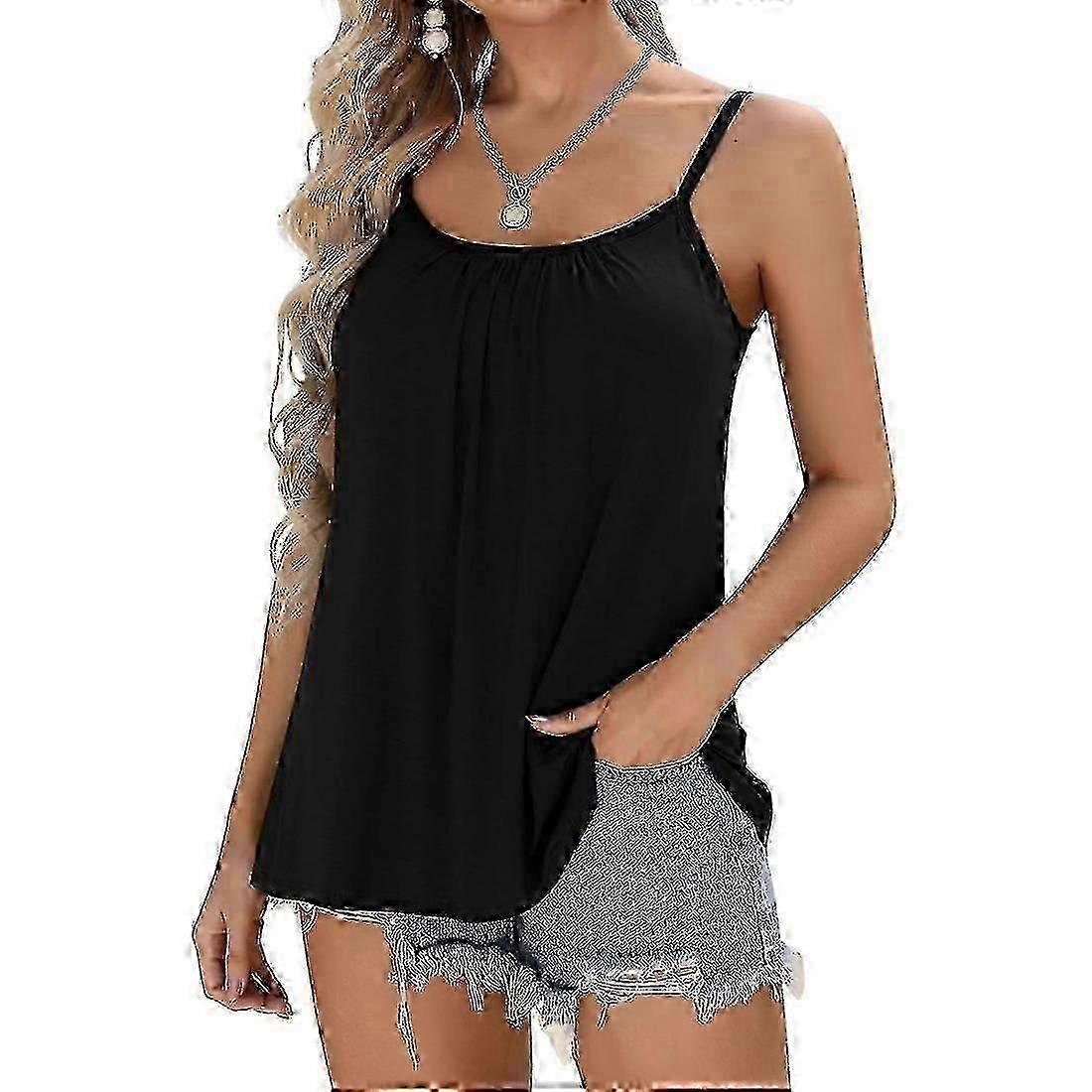 Charmleaks بنيت في حمالة صدر نسائية Camisole قميص انسيابي بدون أكمام مع أحزمة قابلة للتعديل قمم تونيك فضفاضة Cami Fall S-3XL