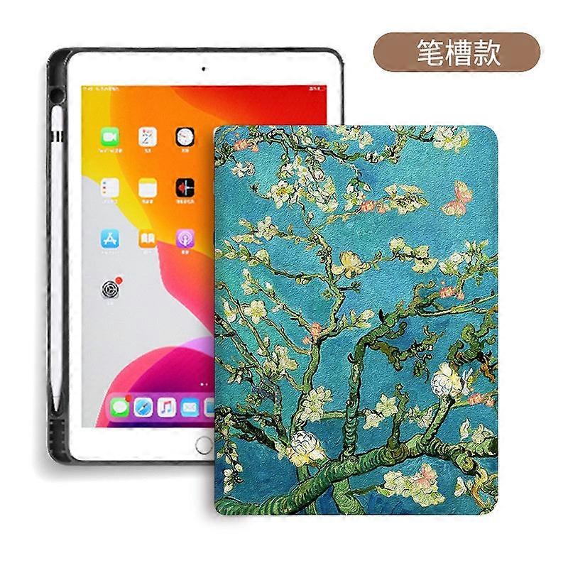 Capa para iPad Pro 2018 Edition Pro 11" com compartimento para caneta, estampa de flor de damasco, 8 polegadas