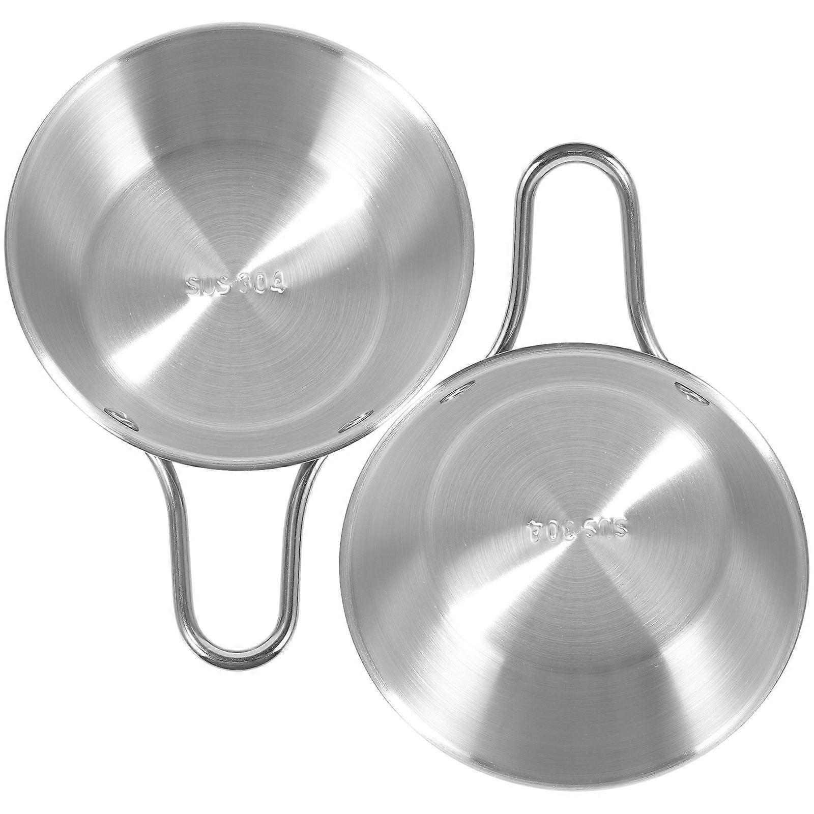 Stainless Steel Camping Bowl with Handle for Outdoor Storage Silver Small Wine Bowls 2Pcs