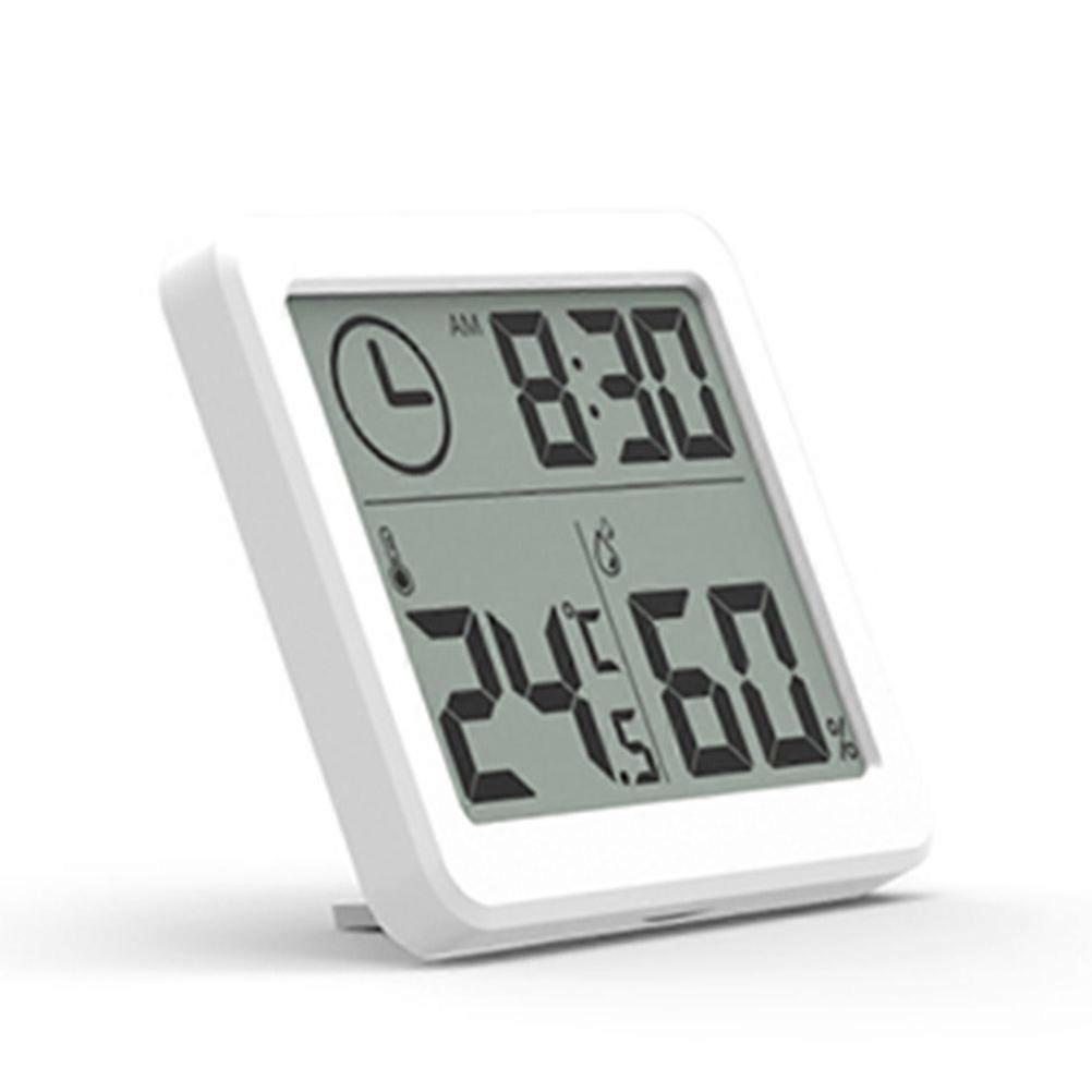 Indoor Ultra-Thin Hygrometer with Clock for Home Use White