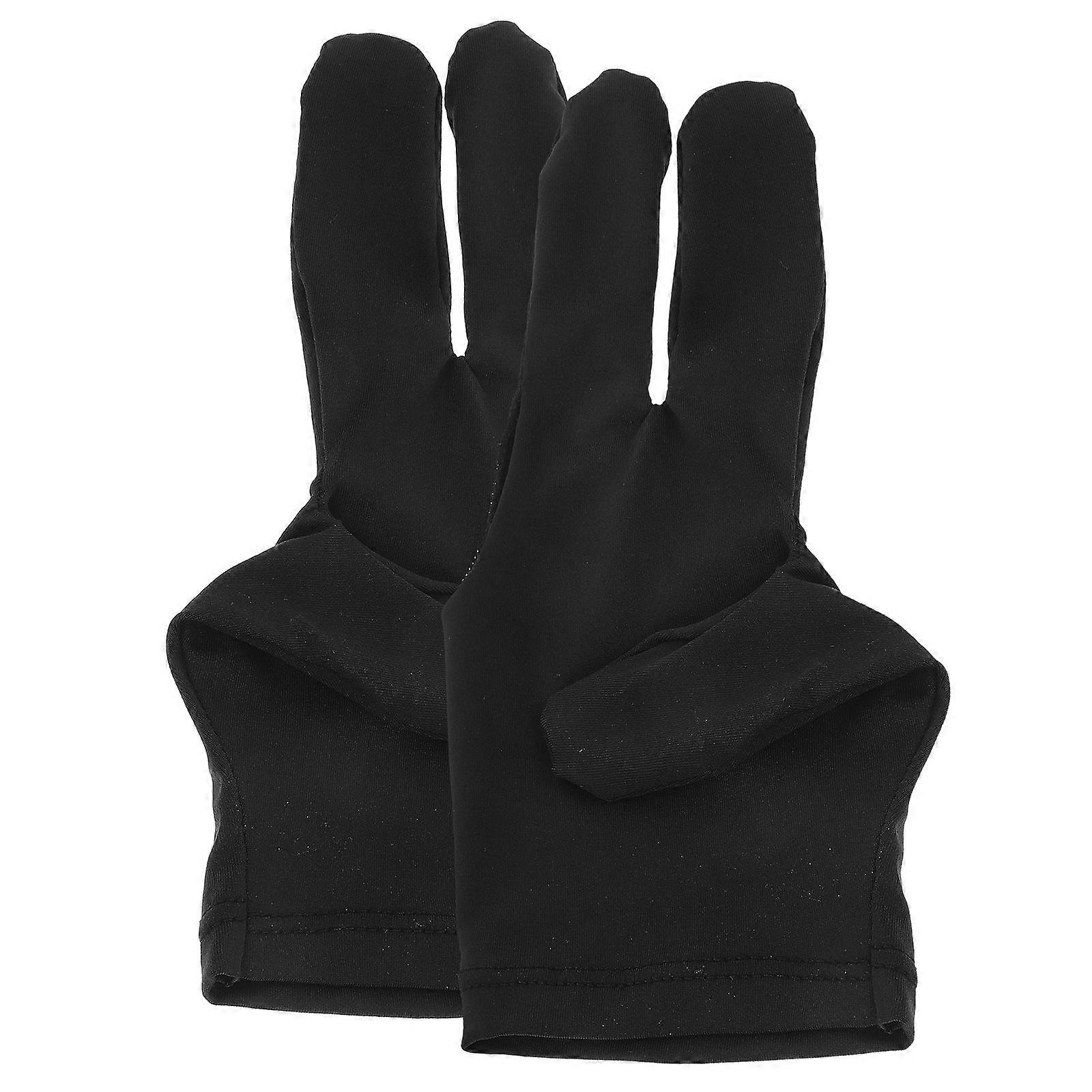 Pool Table Accessories 3 Finger Glove Friction Reduction Black 2Pcs