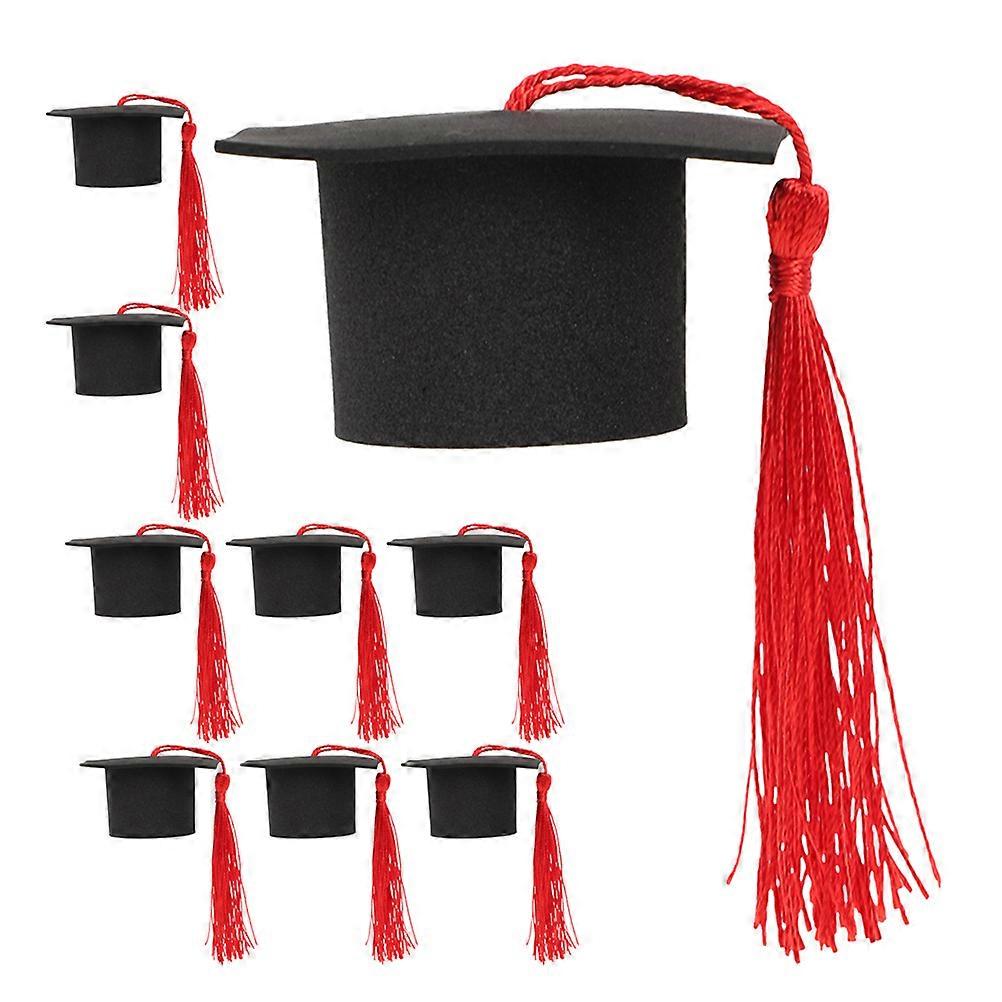 Graduation Cap Cupcake Decor for Decor 2Pcs Mini Caps with Tassels