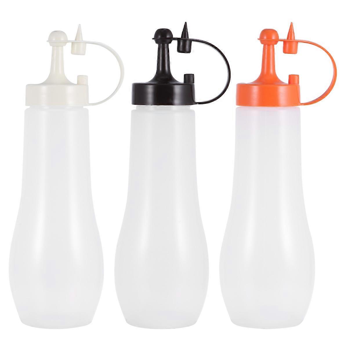 Salad Dressing Bottle Useful Squeeze Bottle for Serving Daily Life 3Pcs