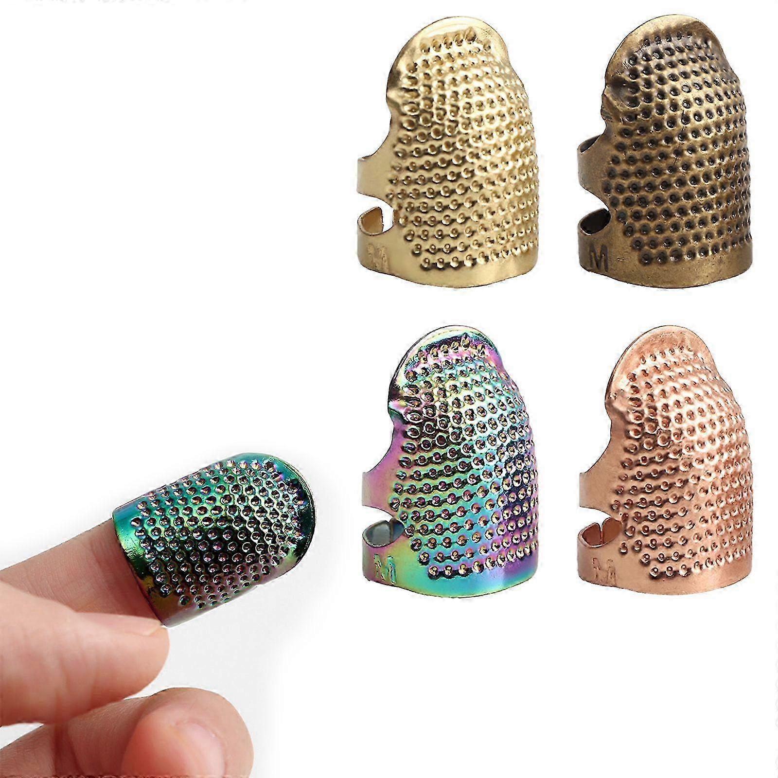 4PCS Sewing Thimble Metal Copper Sewing Thimble Finger Protector Sewing Tools - S 2025