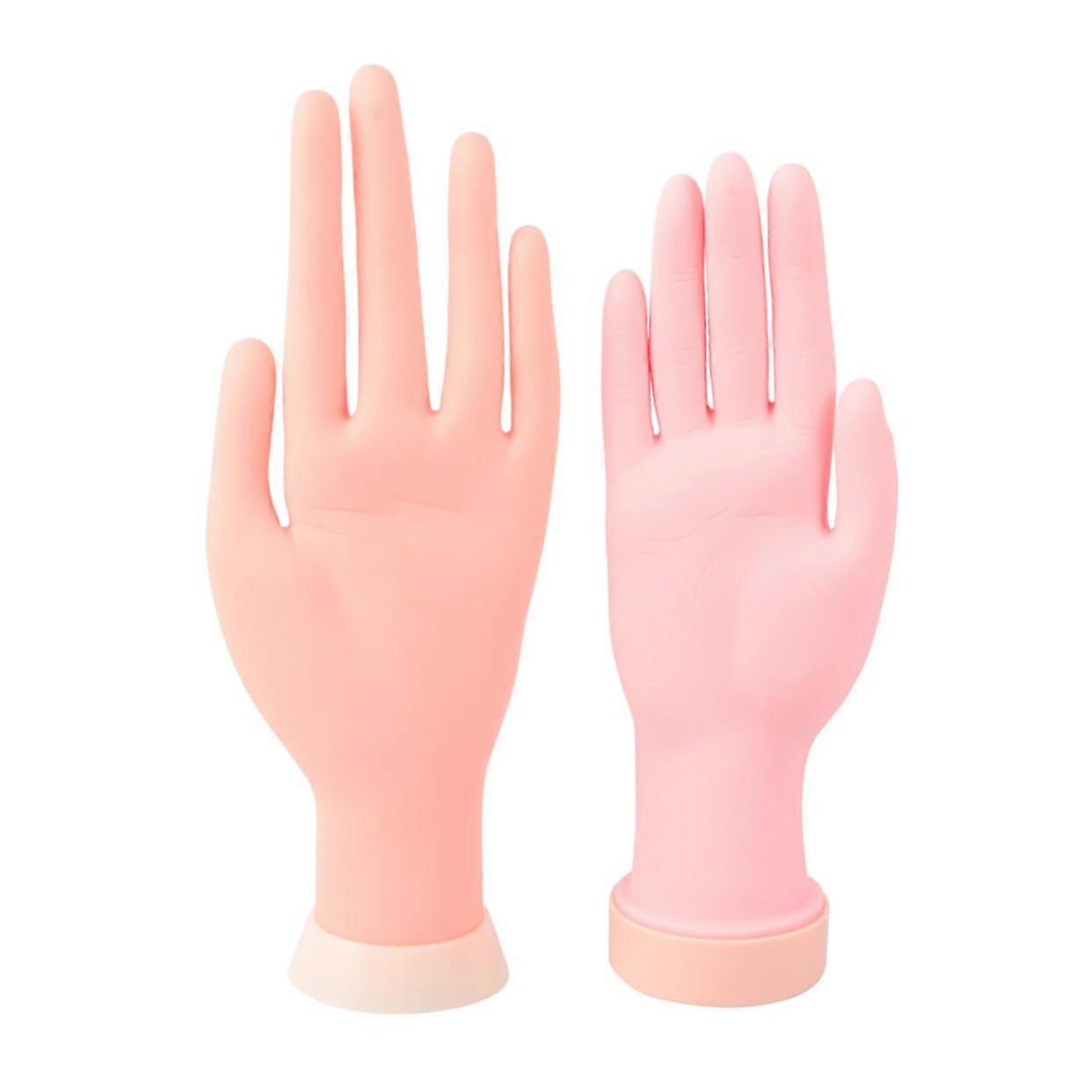 2pcs Nail Practice Hand Reusable Lifelike Manicure Training Model with Removable Nail Tips