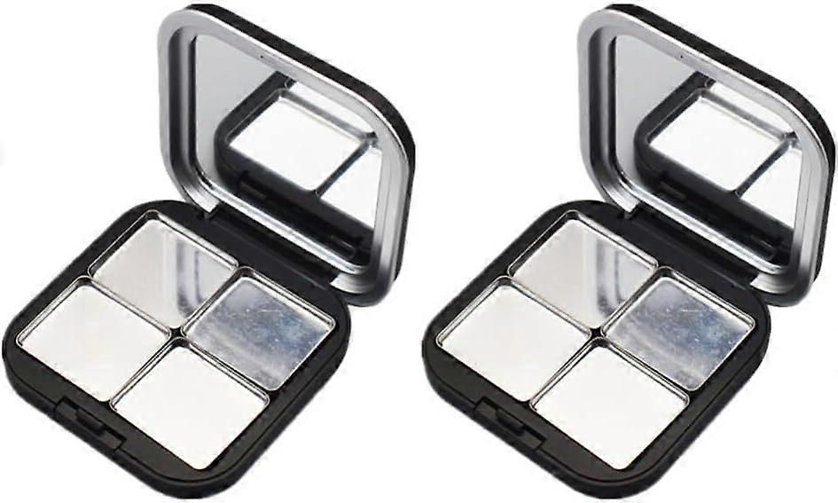 2Pcs Empty Magnetic Eyeshadow Palette with Mirror,  Blush Makeup Storage Box, 4 Grids