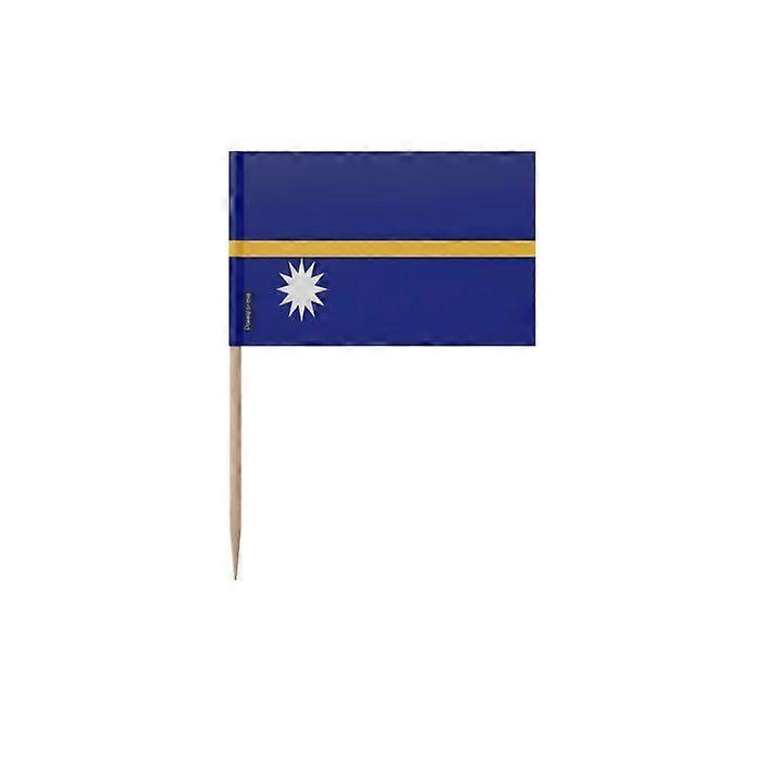 Toothpicks Nauru Flag - 10 cm - 100 pieces - Adhesive plastic - Bamboo stick - Pixelforma