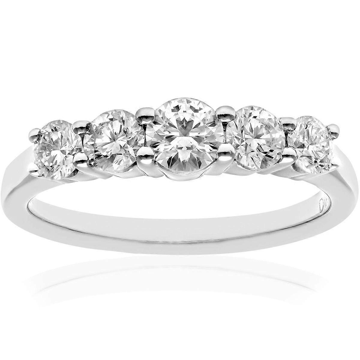 Jewelco London Platinum Round 1ct Diamond Graduated 5 Stone Eternity Ring 5mm