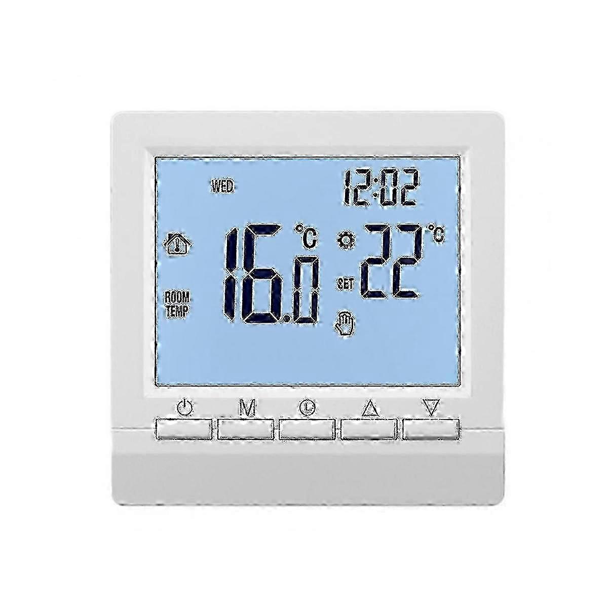 Thermostat With Backlight Lcd Screen Wall Room Heating Temperature Controller -white Light