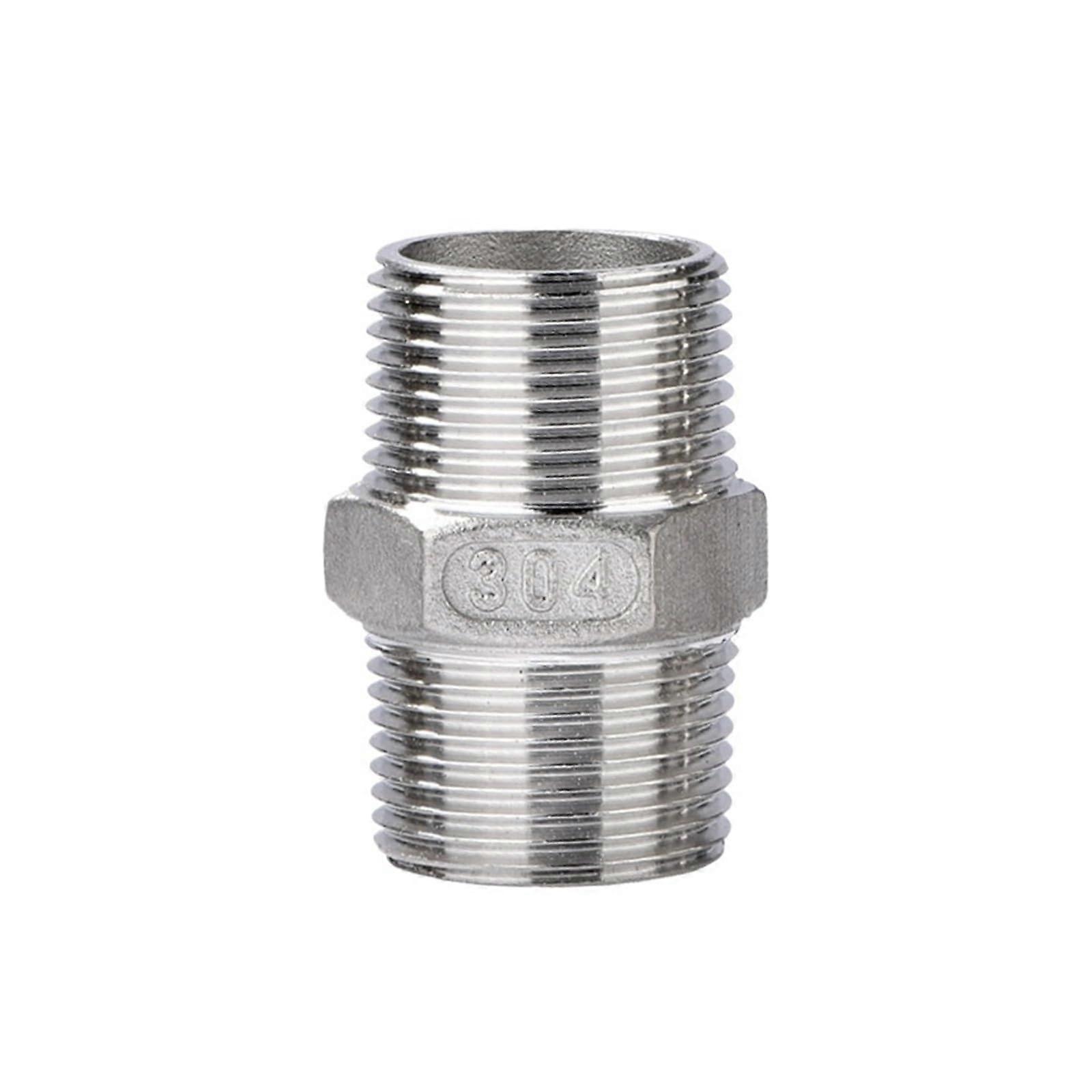 304 Stainless Steel Pipe Fitting Hexagon Male Thread Coupling LeakProof Corrosion Resistant
