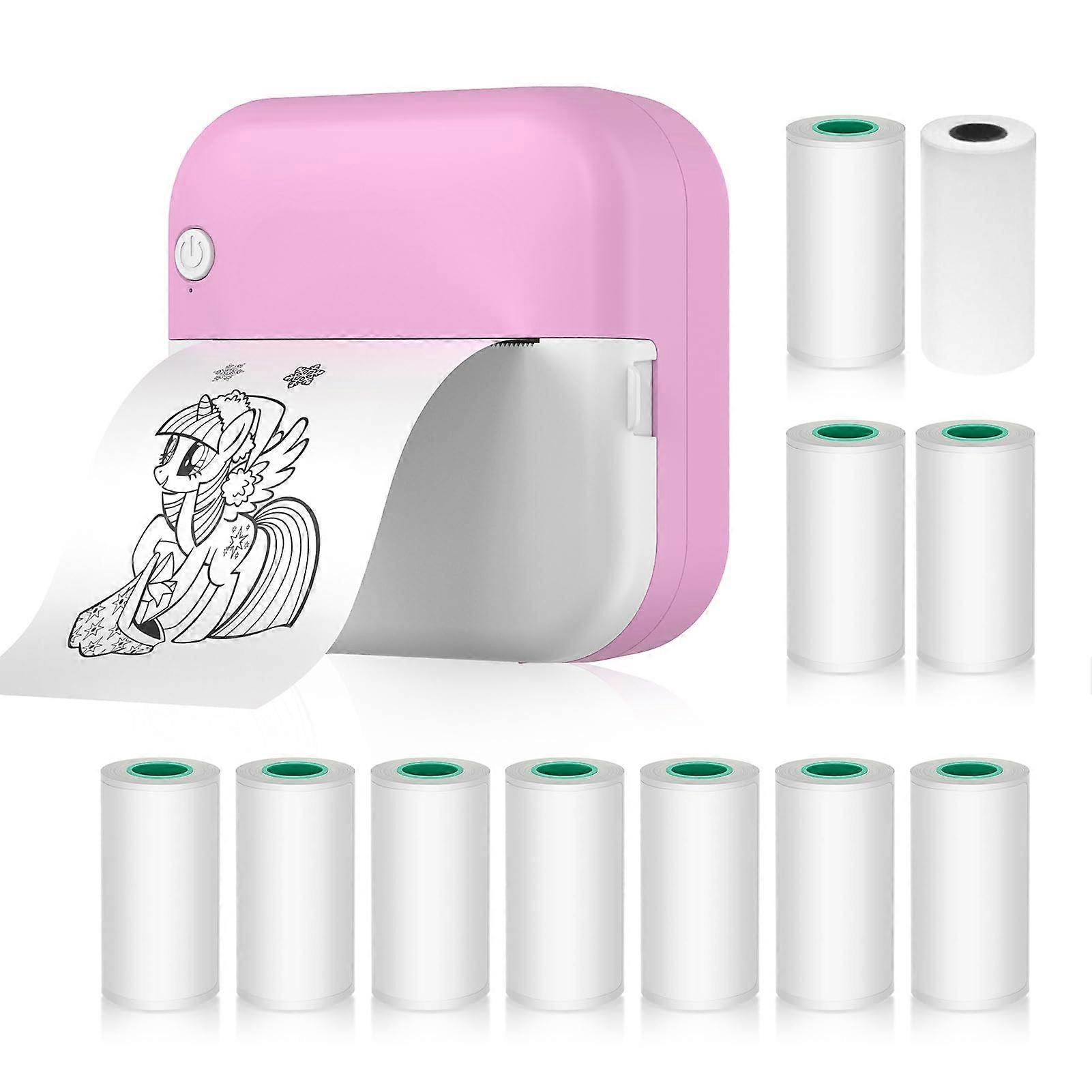 Mini Thermal Printer Bluetooth Wireless Photo Printing with 1 Roll and 10 Adhesive Rolls 57mm