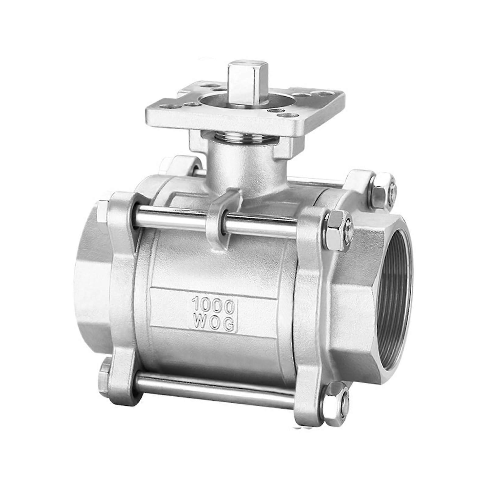 Three Piece Stainless Steel Ball Valve DN40 SS304  Platform Internal Thread LeakProof