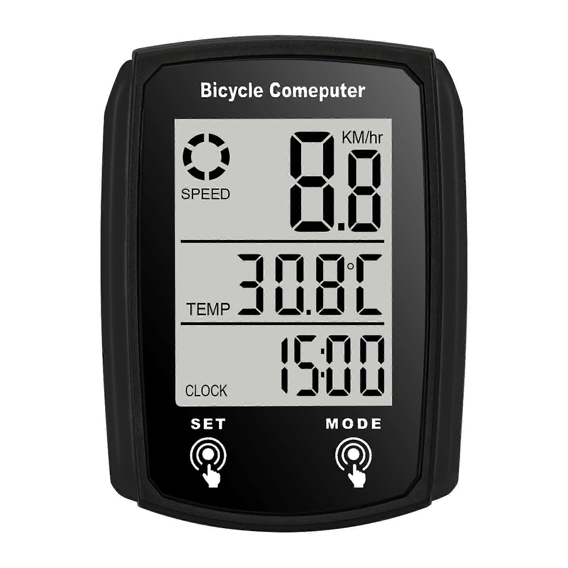 Waterproof Bicycle Speedometer Bike Computer with LCD Backlight Display for Night Riding, Black