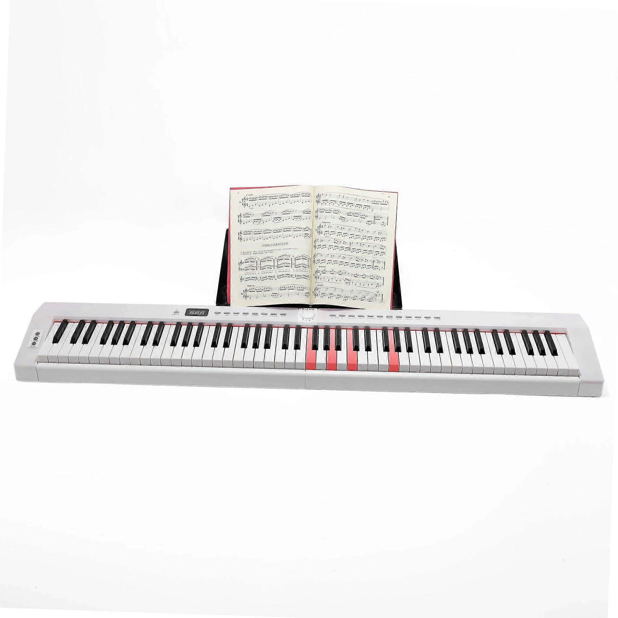 Digital Piano 88 Keys Weighted Touch Sensitive Electronic Keyboard with LED Lights White