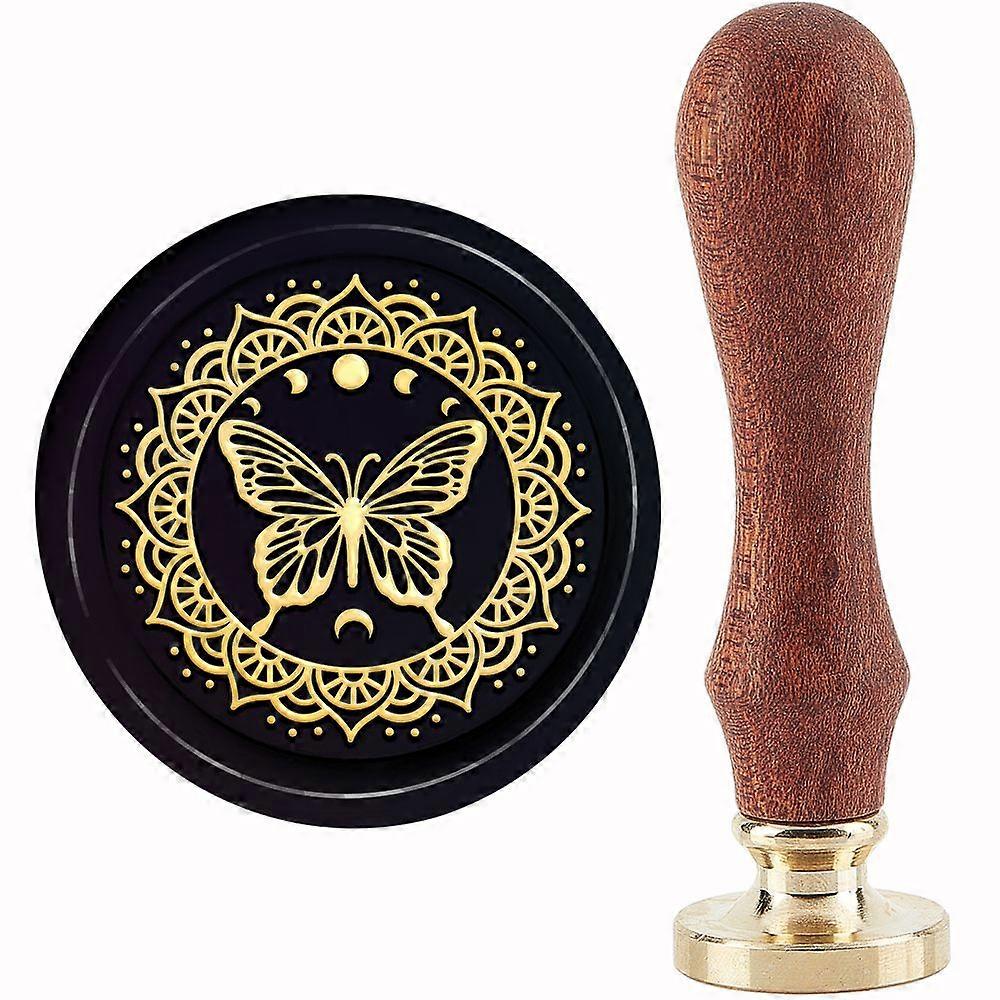 Brass Wax Seal Stamp with Handle for DIY Scrapbooking Butterfly Pattern 89x30mm