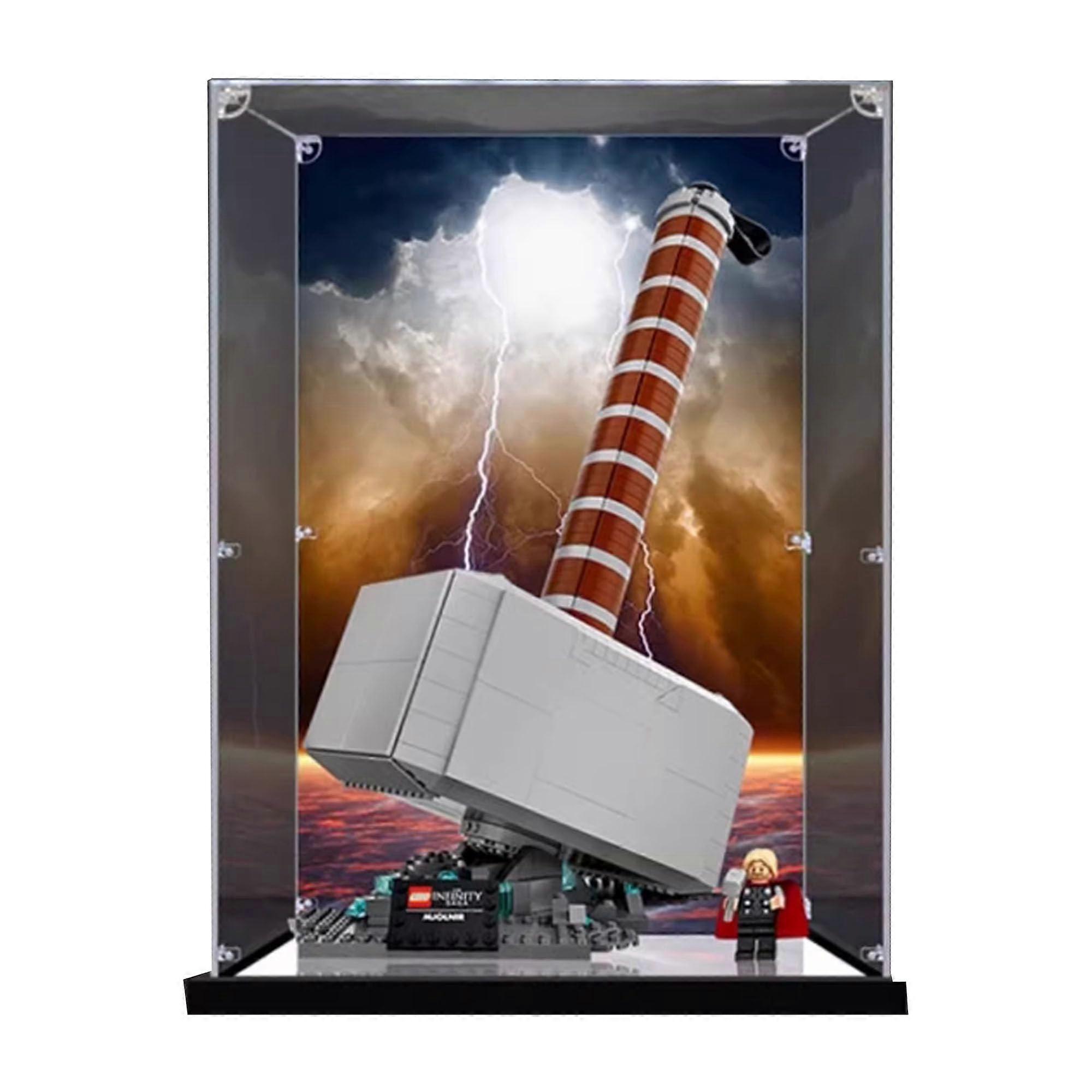 Acrylic Display Case for  76209 Thor's Hammer, Dustproof UVResistant Box with Mirrored Back Panel