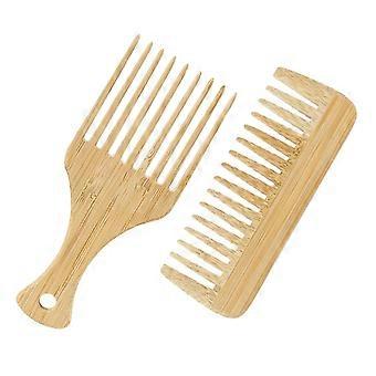 Wooden Wide Tooth Comb Set for Men, AntiStatic Hair and Beard Grooming for Thick Curly Hair